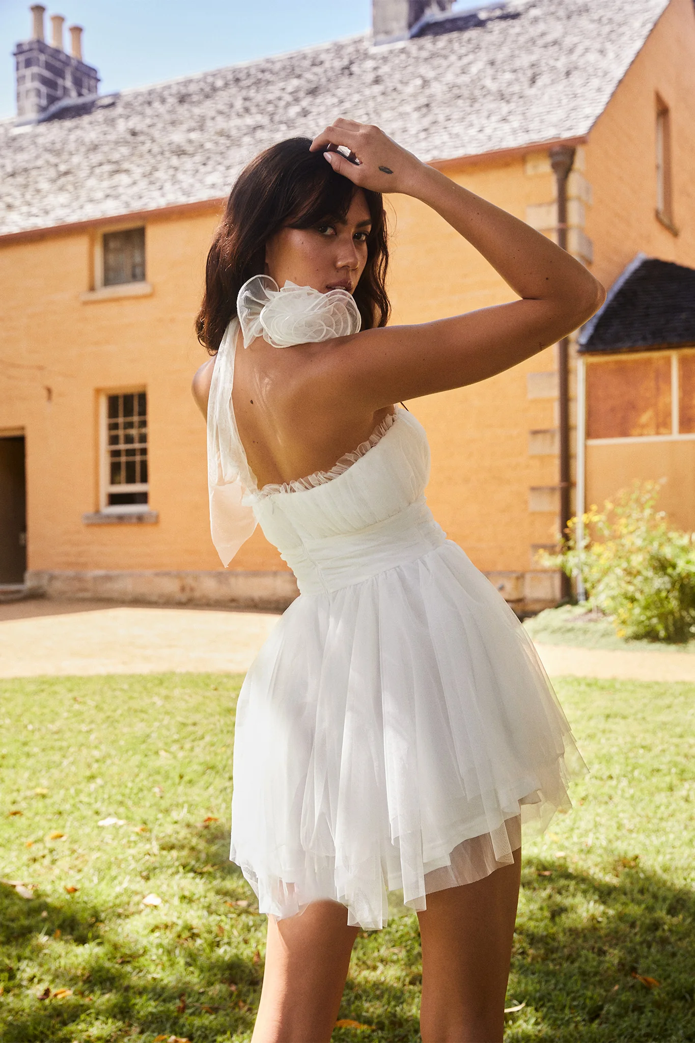 Fayette Strapless Mesh Mini Dress White - Image 4