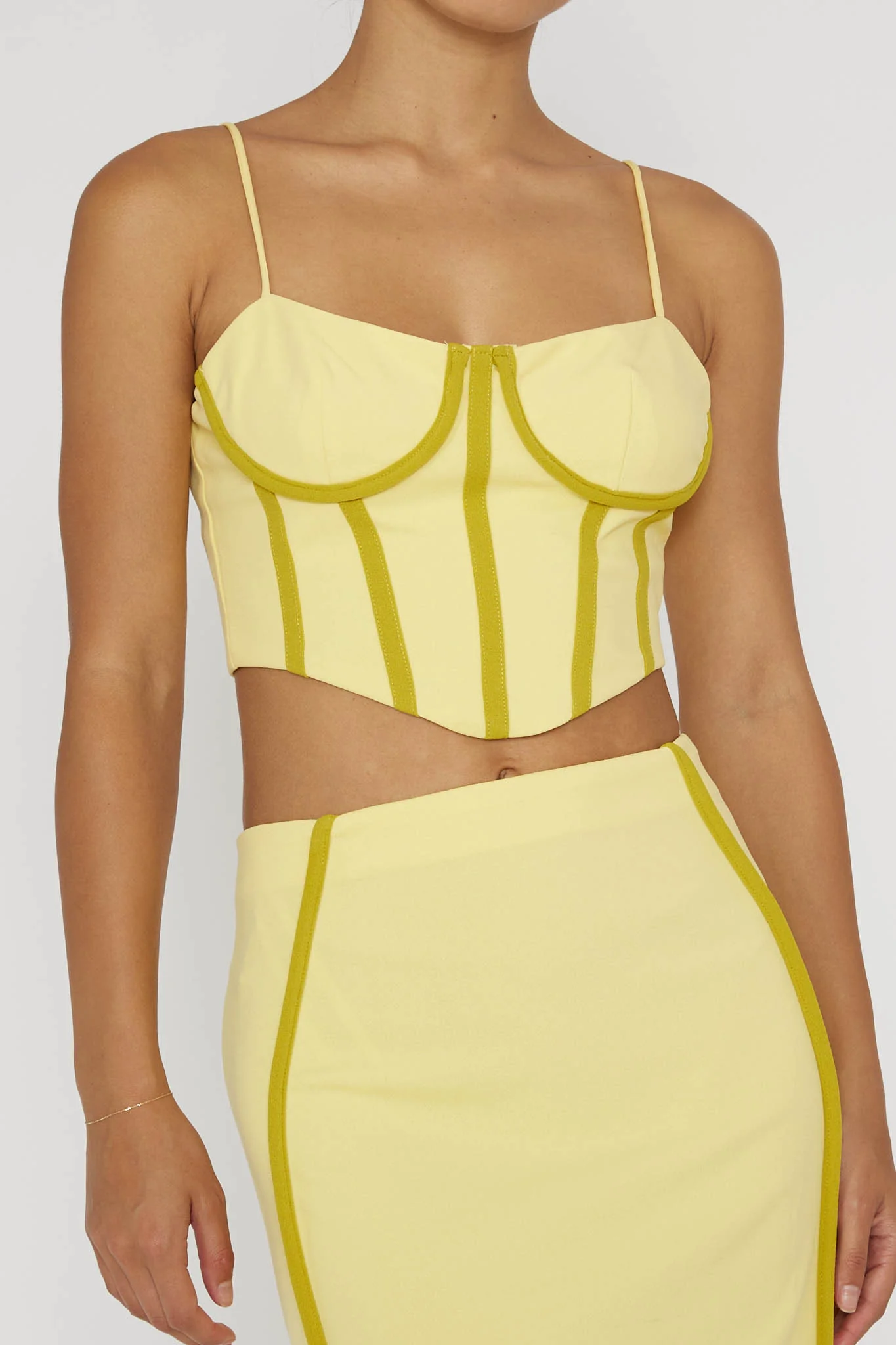 Ferrera Piping Trim Crop Top Yellow - Image 4