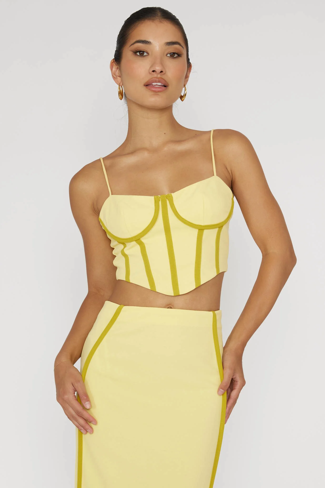 Ferrera Piping Trim Crop Top Yellow - Image 5