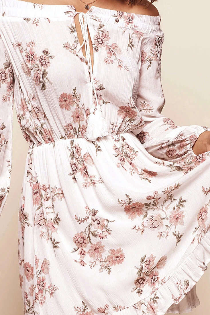 Fifi Off-Shoulder Floral Dress White - Image 6