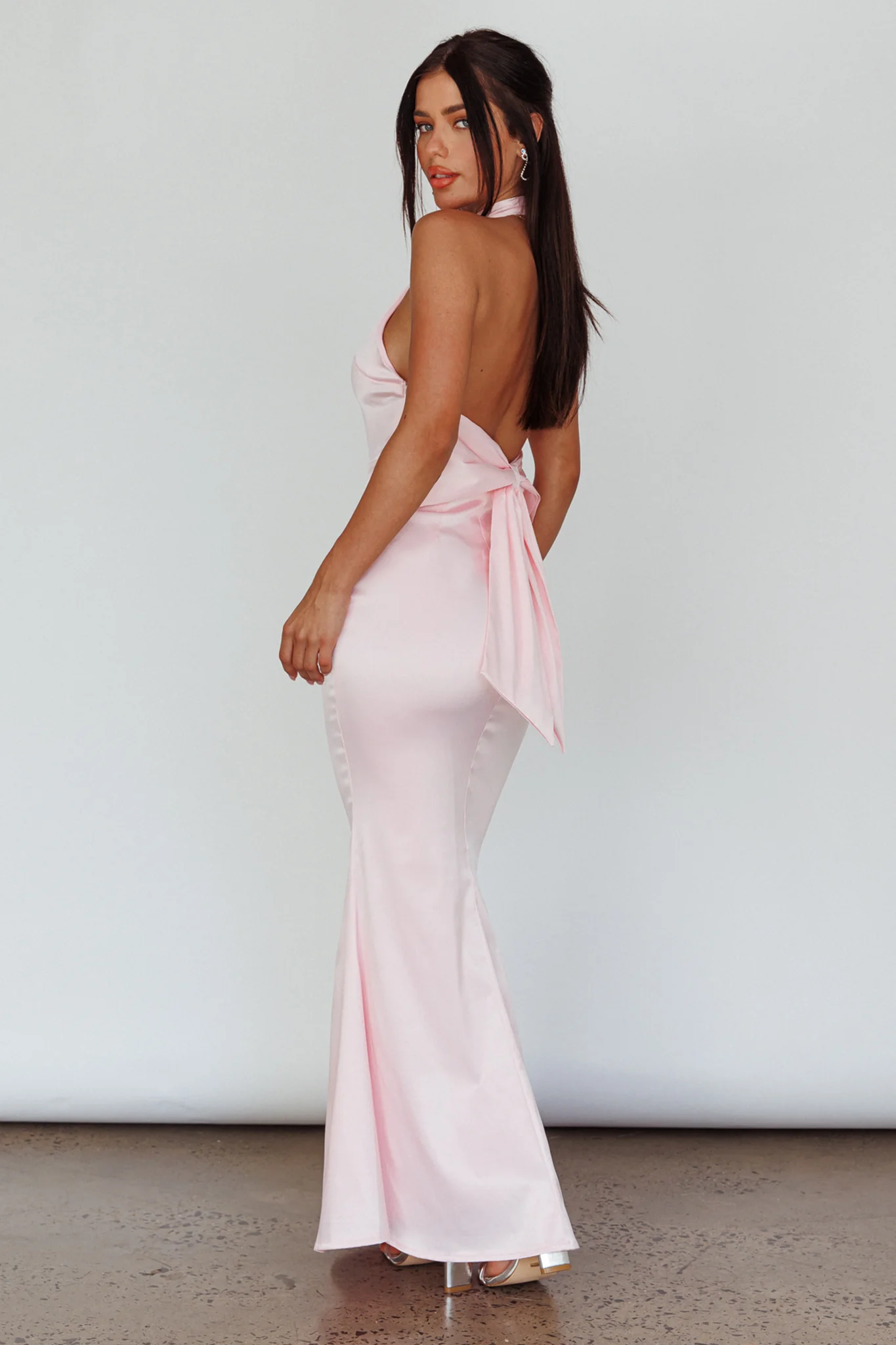 Fifth Avenue Bow Back Maxi Dress Baby Pink - Image 2