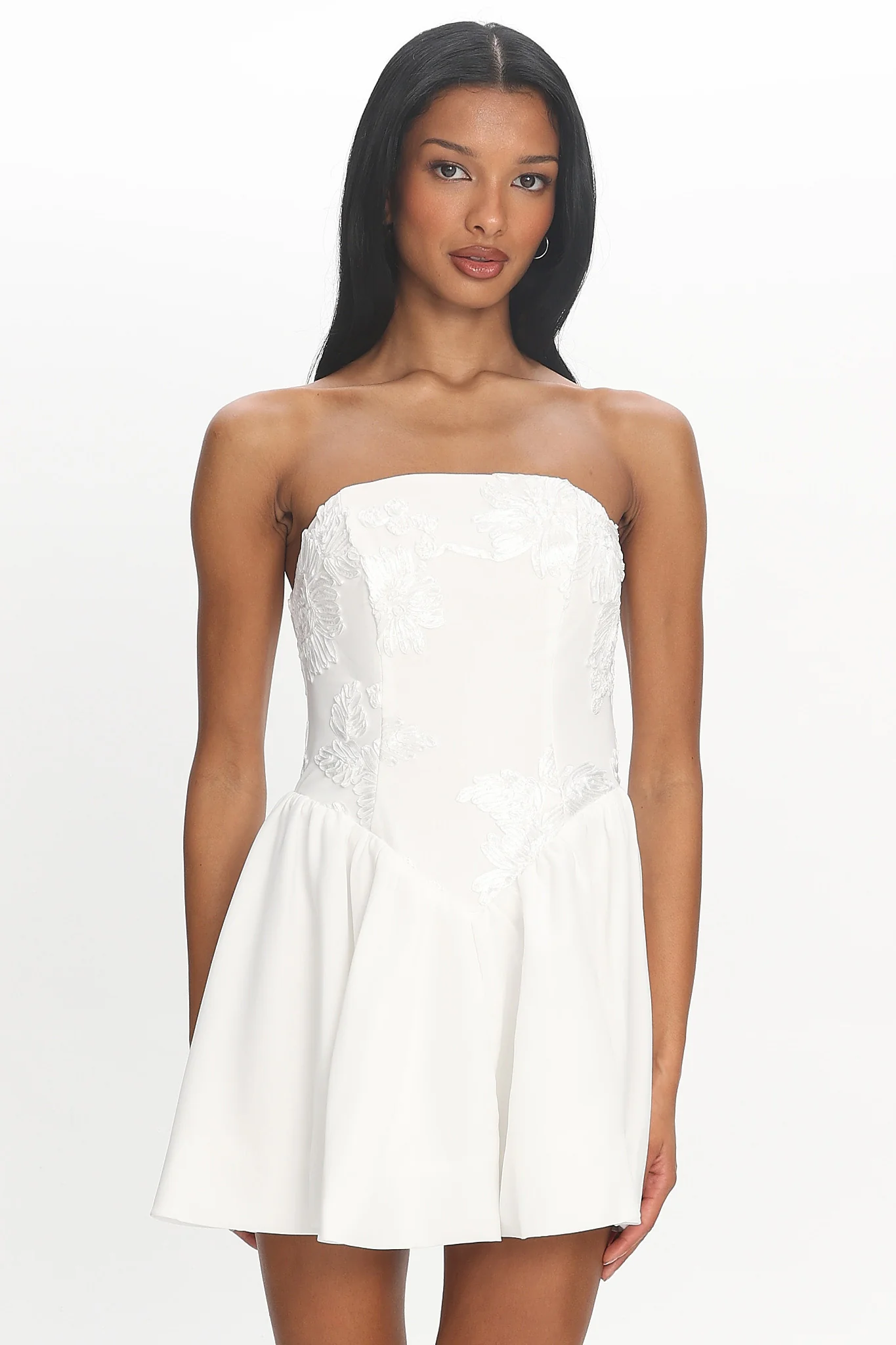 Fiora Basque Waist Strapless Mini Dress White - Image 5