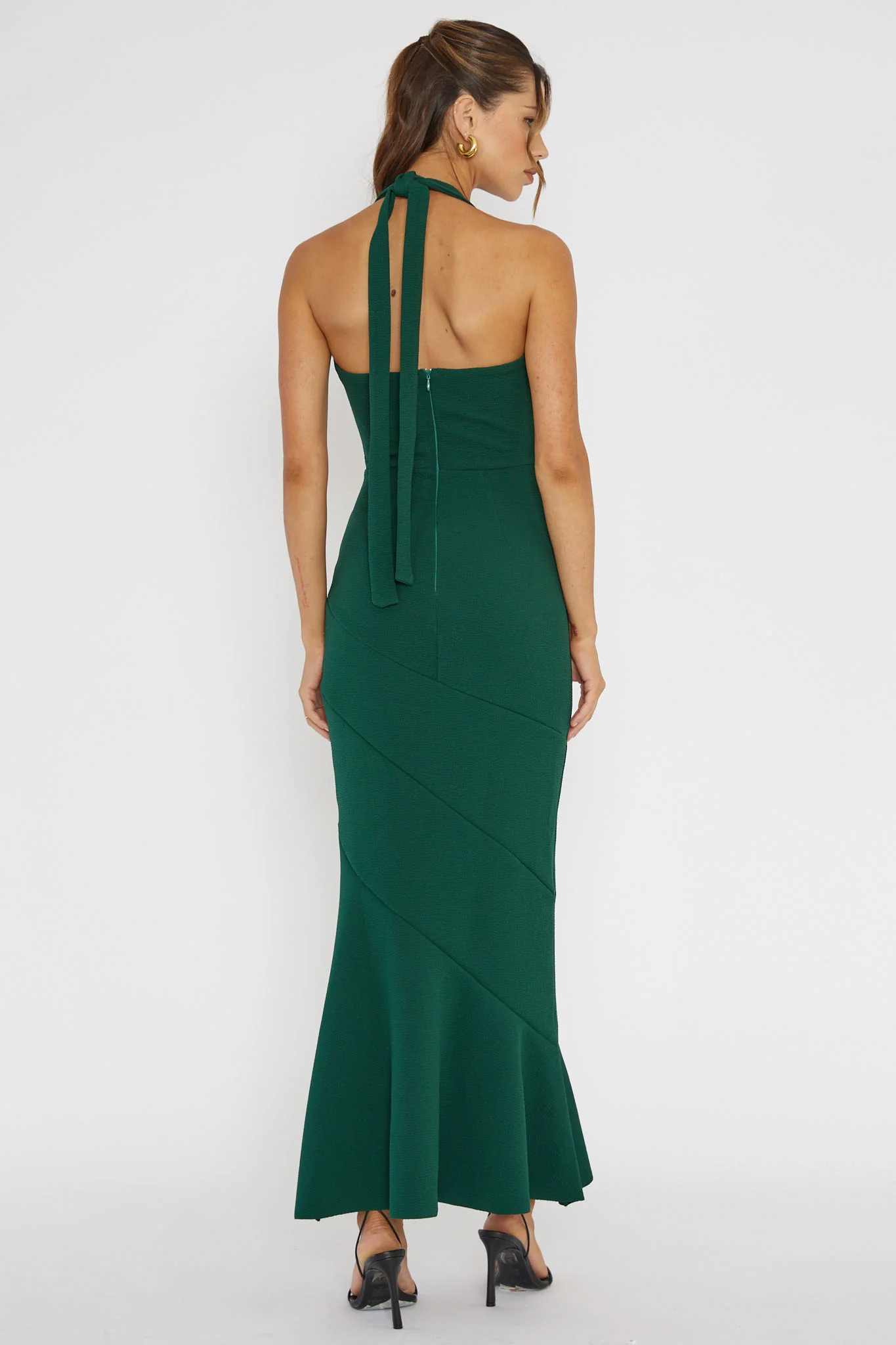 Fire Of Stars Halterneck Midi Dress Forest Green - Image 2