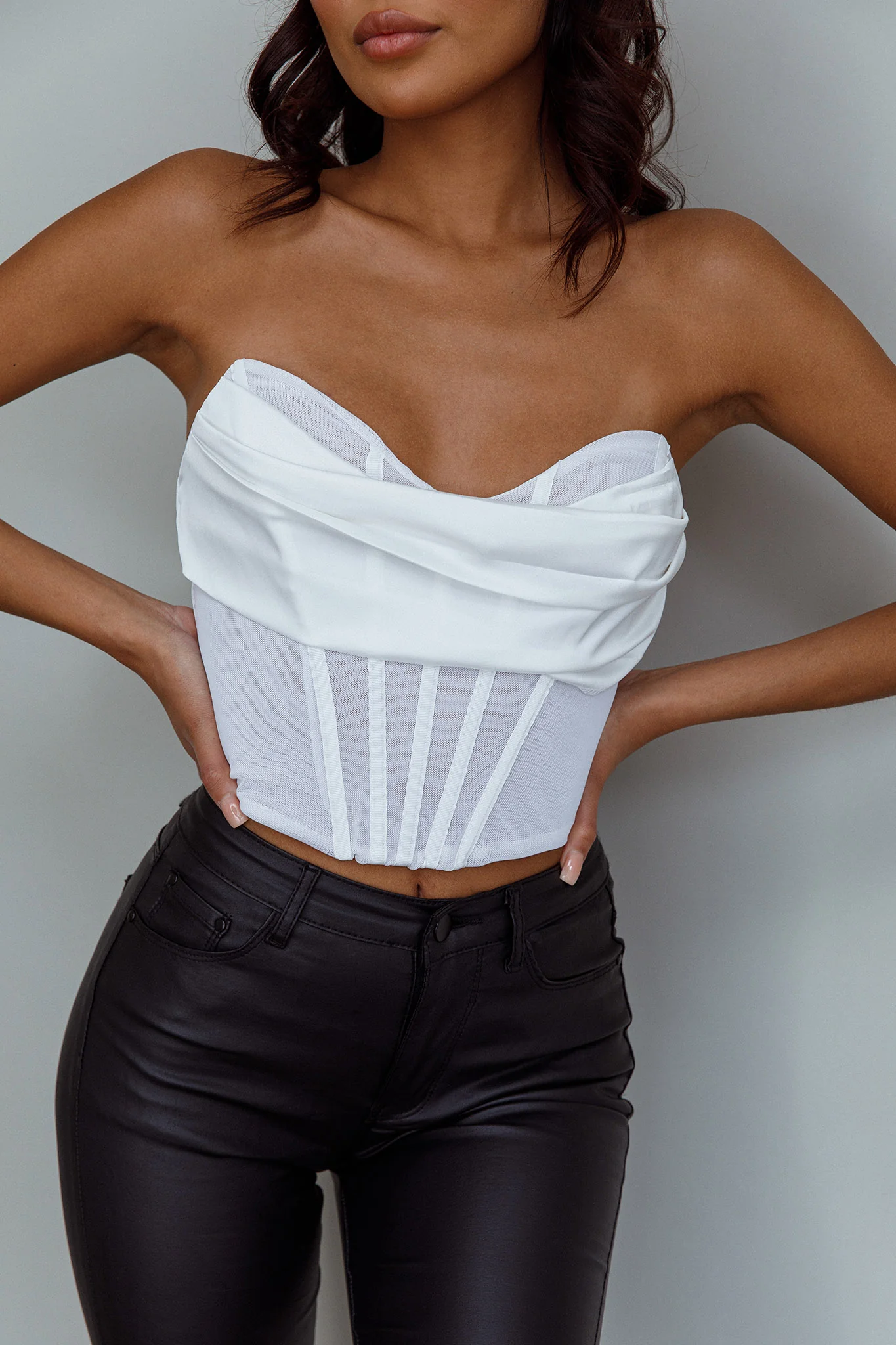 Firenze Cowl Mesh Top Off White - Image 7