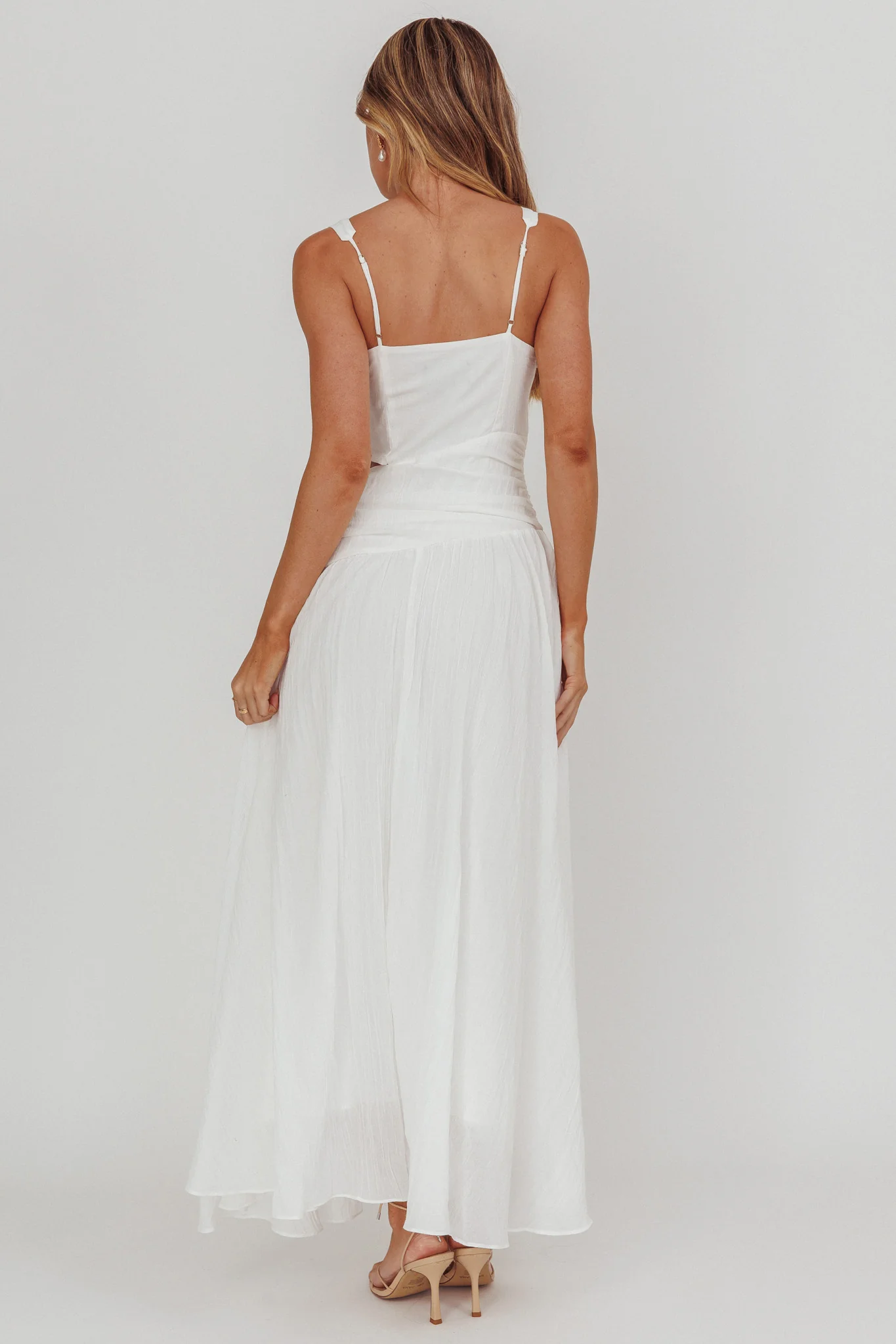 First Dates Waist Cut-Out Maxi Dress White - Image 2