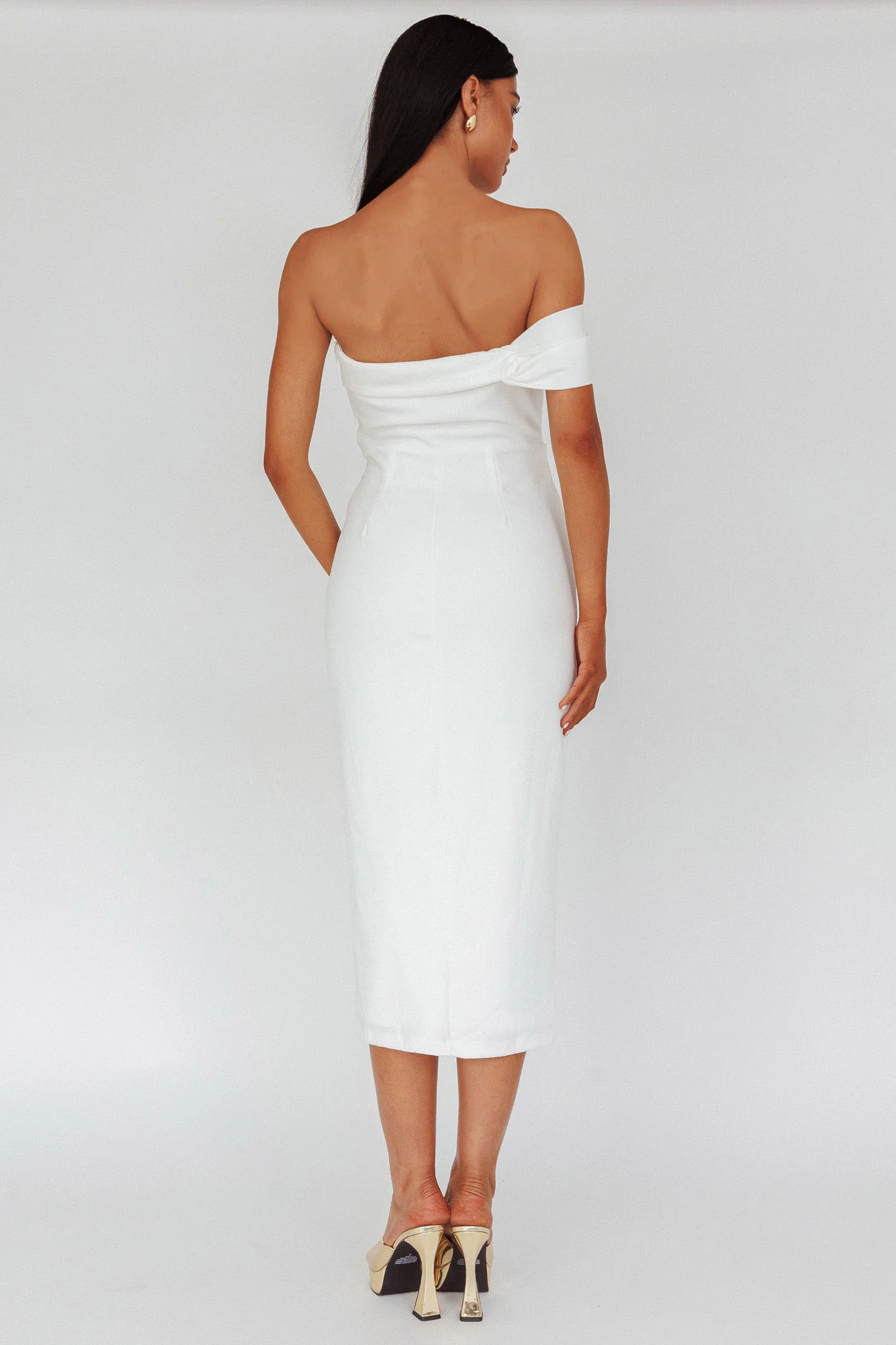 First Impressions One Shoulder Midi Dress White - Image 2