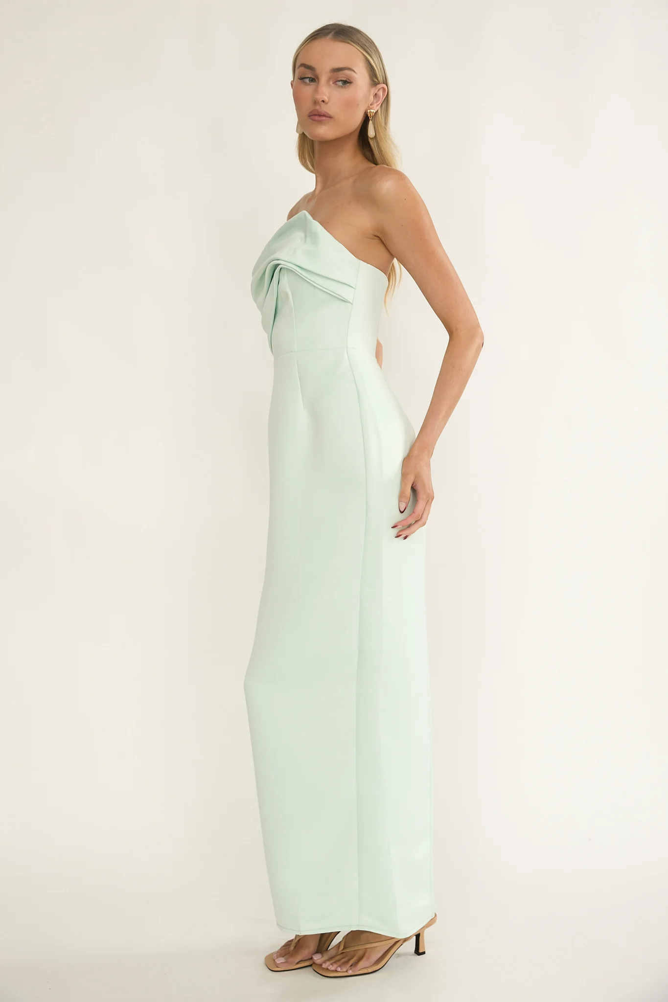 Fleur Sky Strapless Pleat Bust Maxi Dress Mint - Image 6