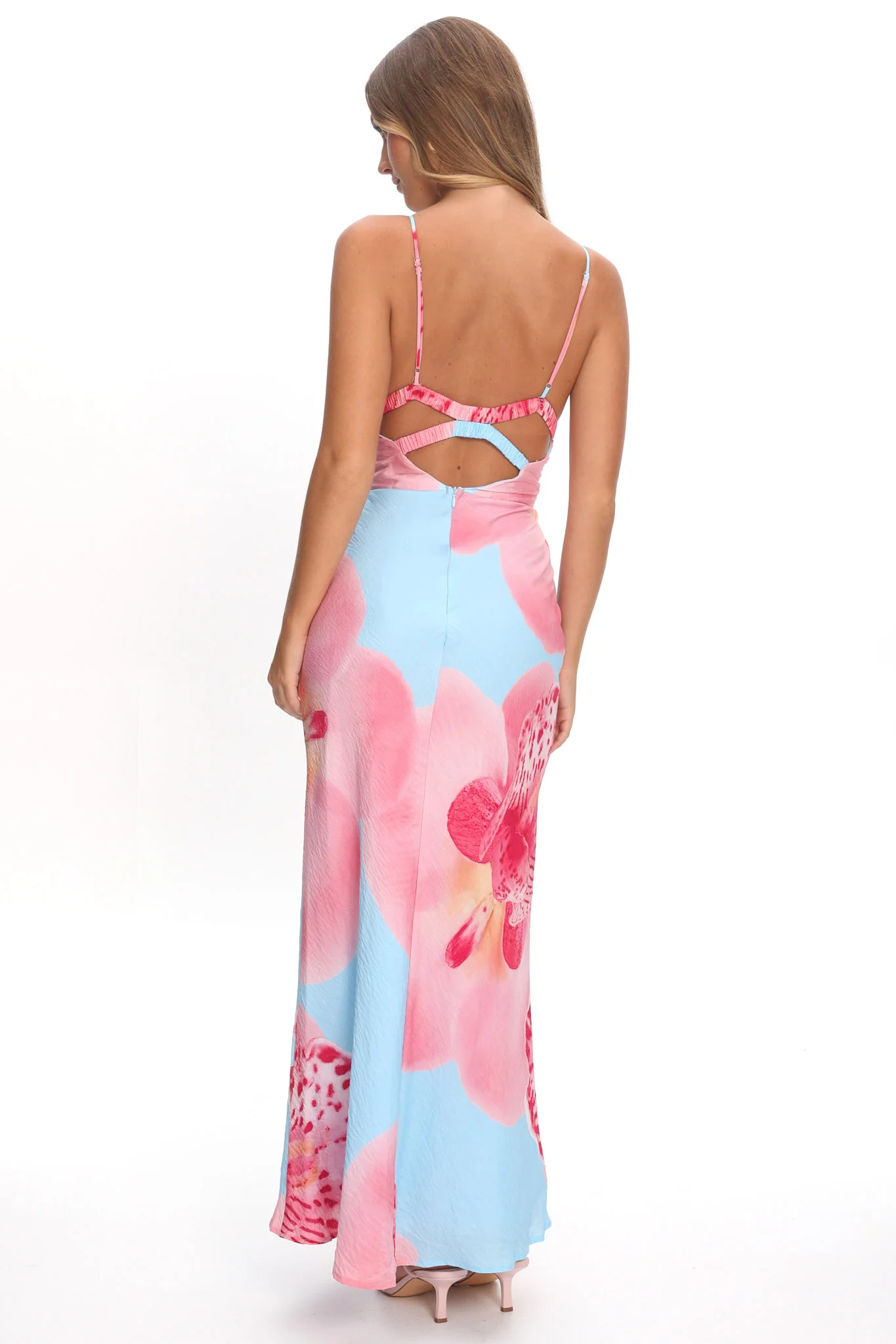 Floating Strappy Low Back Maxi Dress Orchid Blue - Image 2