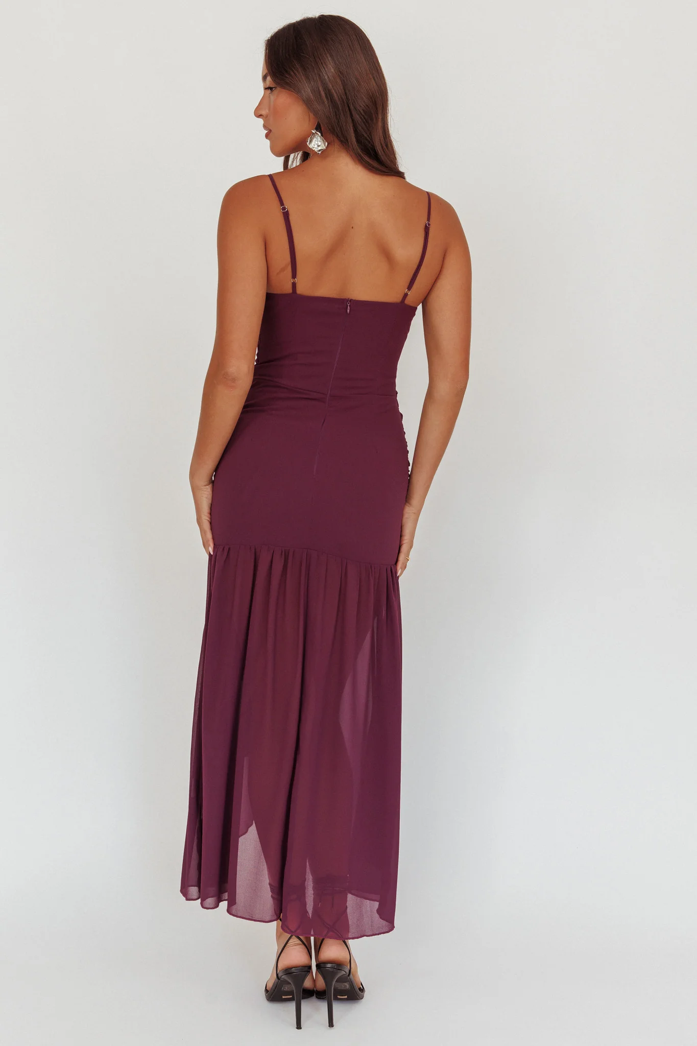 Floating Waist Sash Maxi Dress Plum - Image 3
