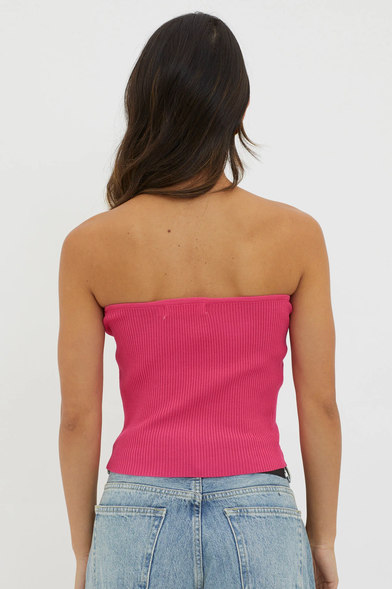 Flora Strapless Knit Top Hot Pink - Image 2