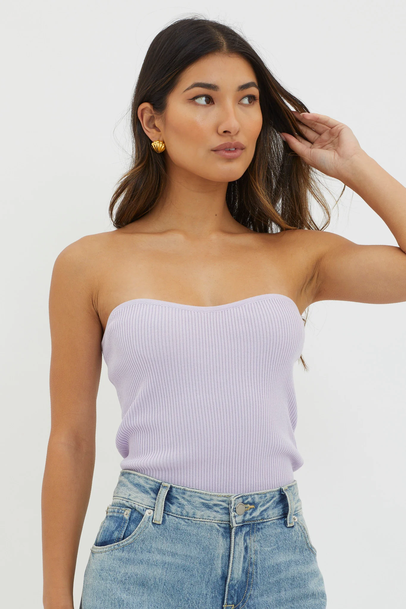 Flora Strapless Knit Top Lilac - Image 5