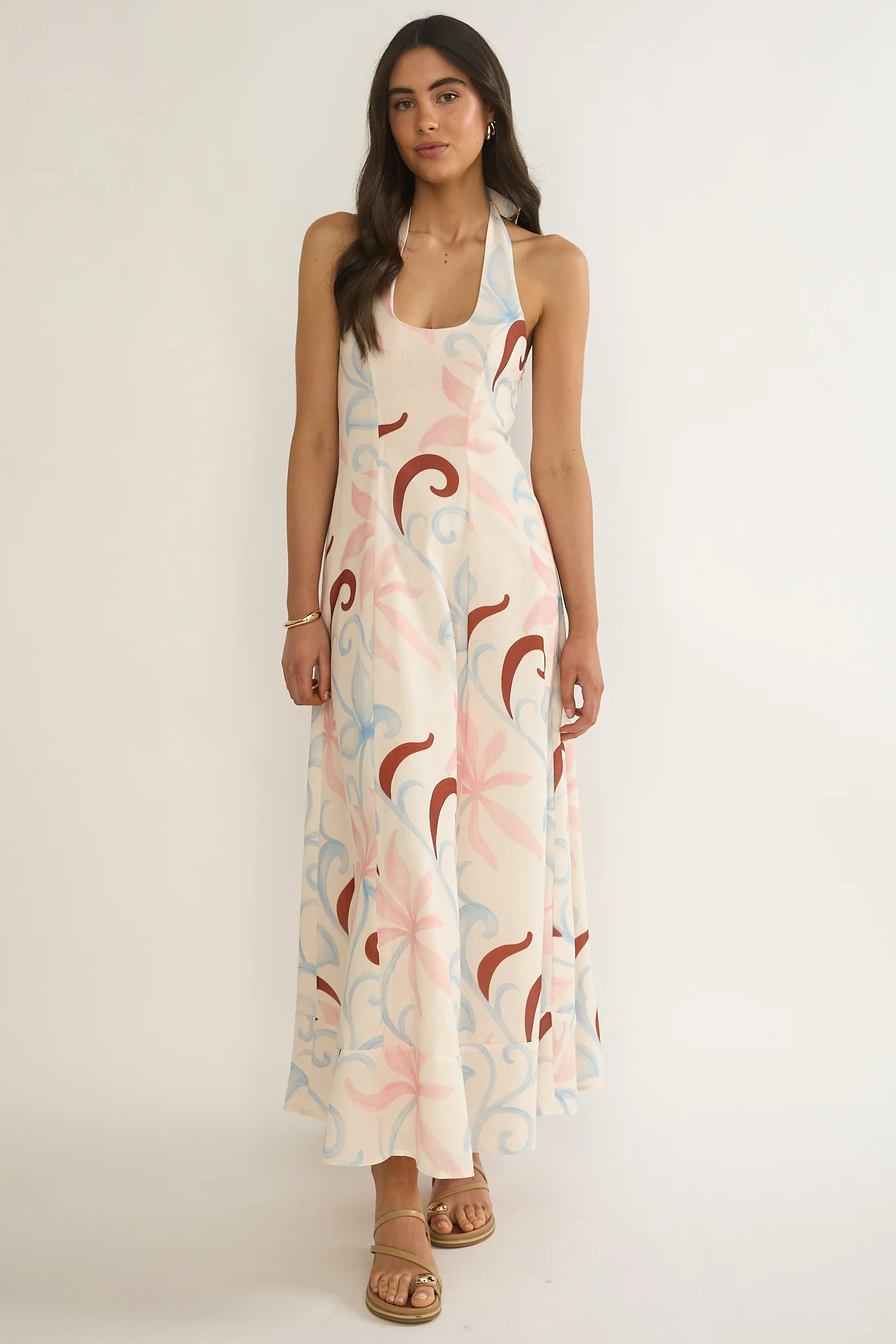 Florie Scoop Neck Halter Maxi Dress Floral - Image 5