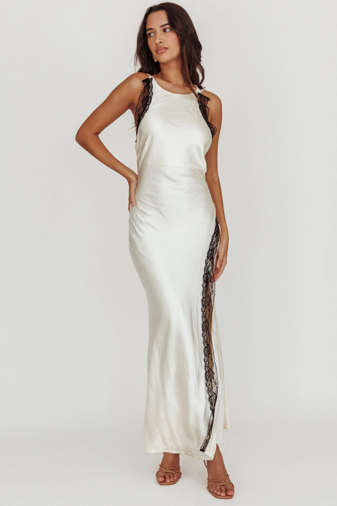 Flying High Lace Trim Maxi Dress Oyster - Image 5