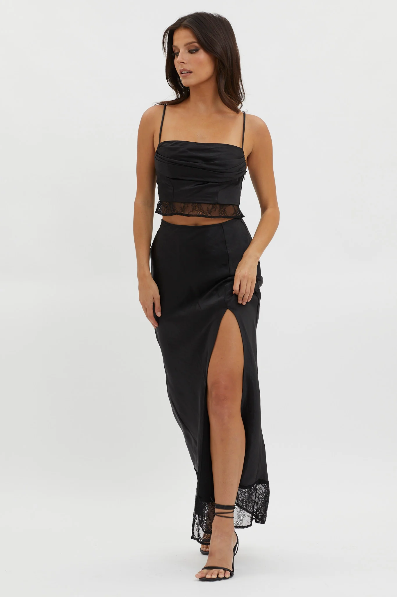 For The Moment Lace Trim Maxi Skirt Black - Image 5