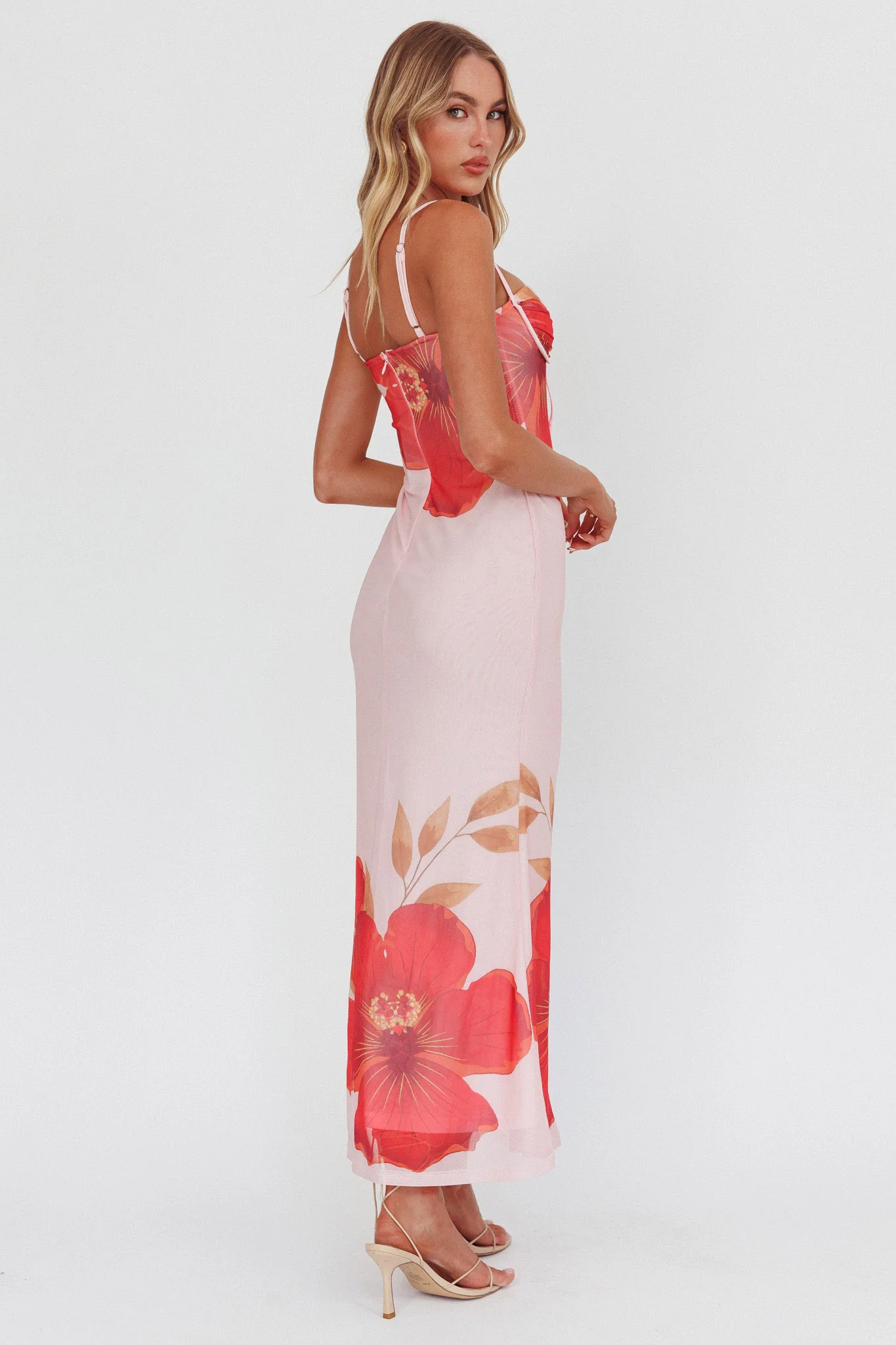 Fortune Bust Tie Maxi Dress Hibiscus Pink - Image 2