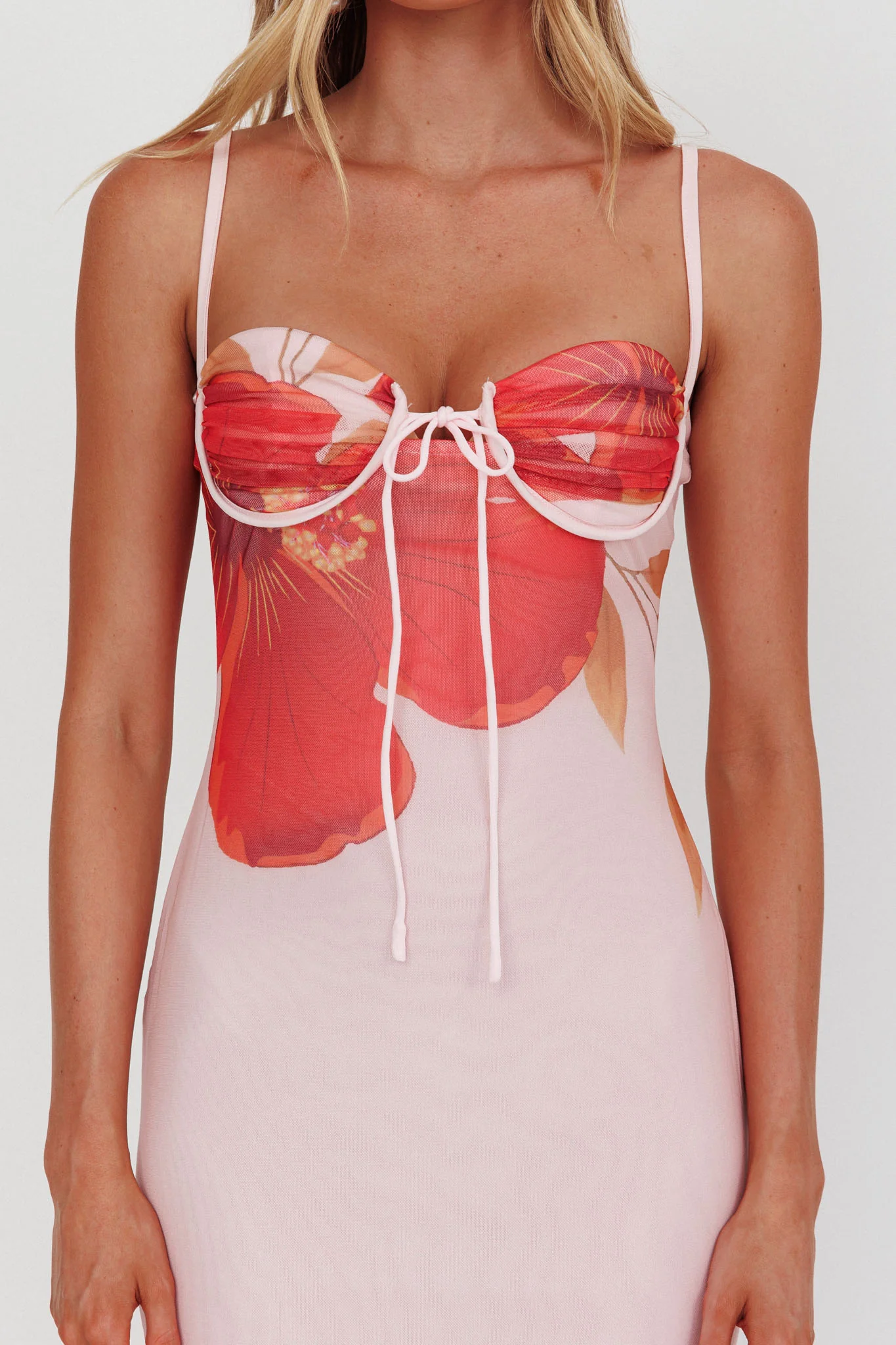Fortune Bust Tie Maxi Dress Hibiscus Pink - Image 3