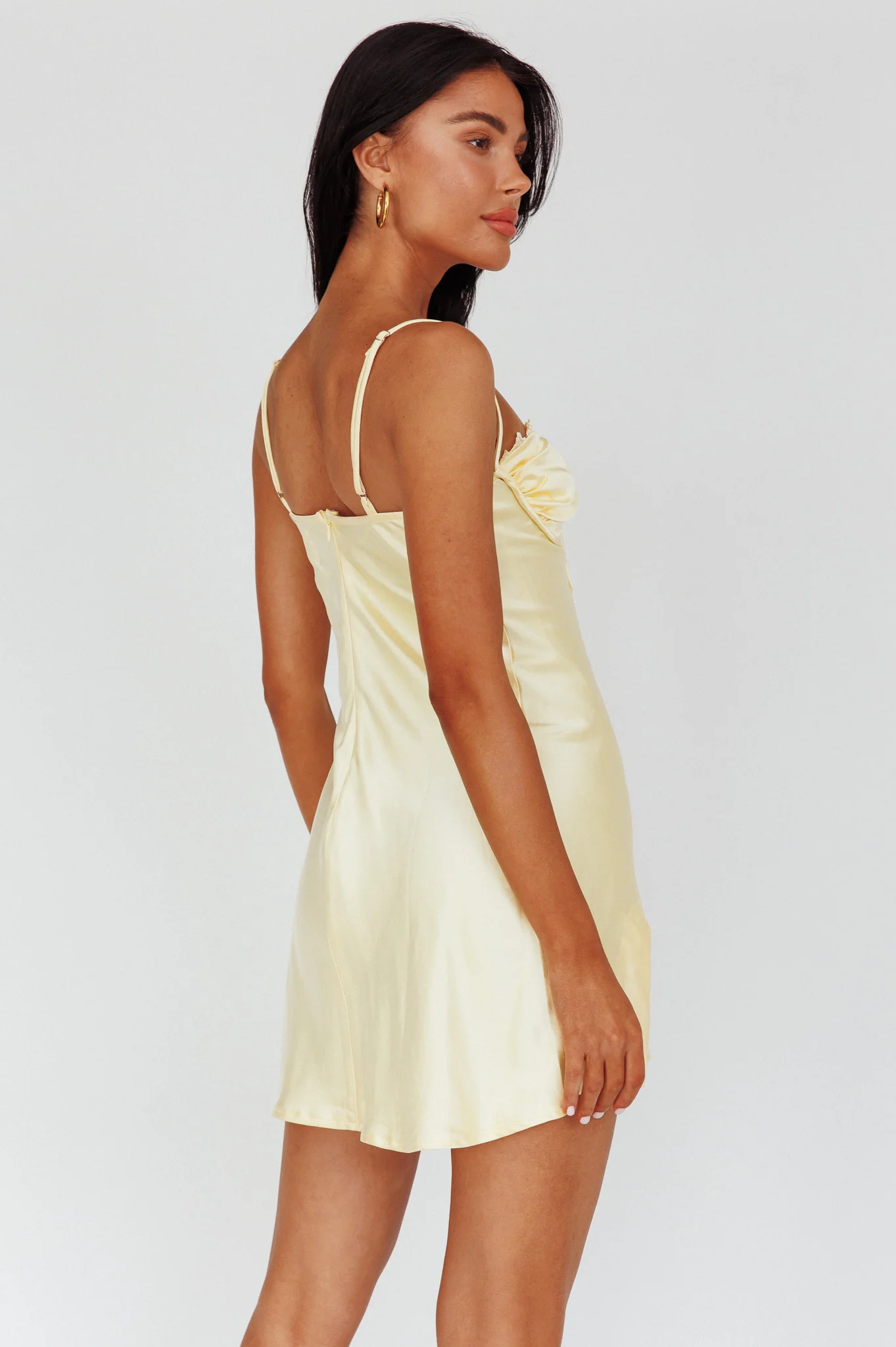 Fortune Lace Trim Bust Tie Mini Dress Butter - Image 2