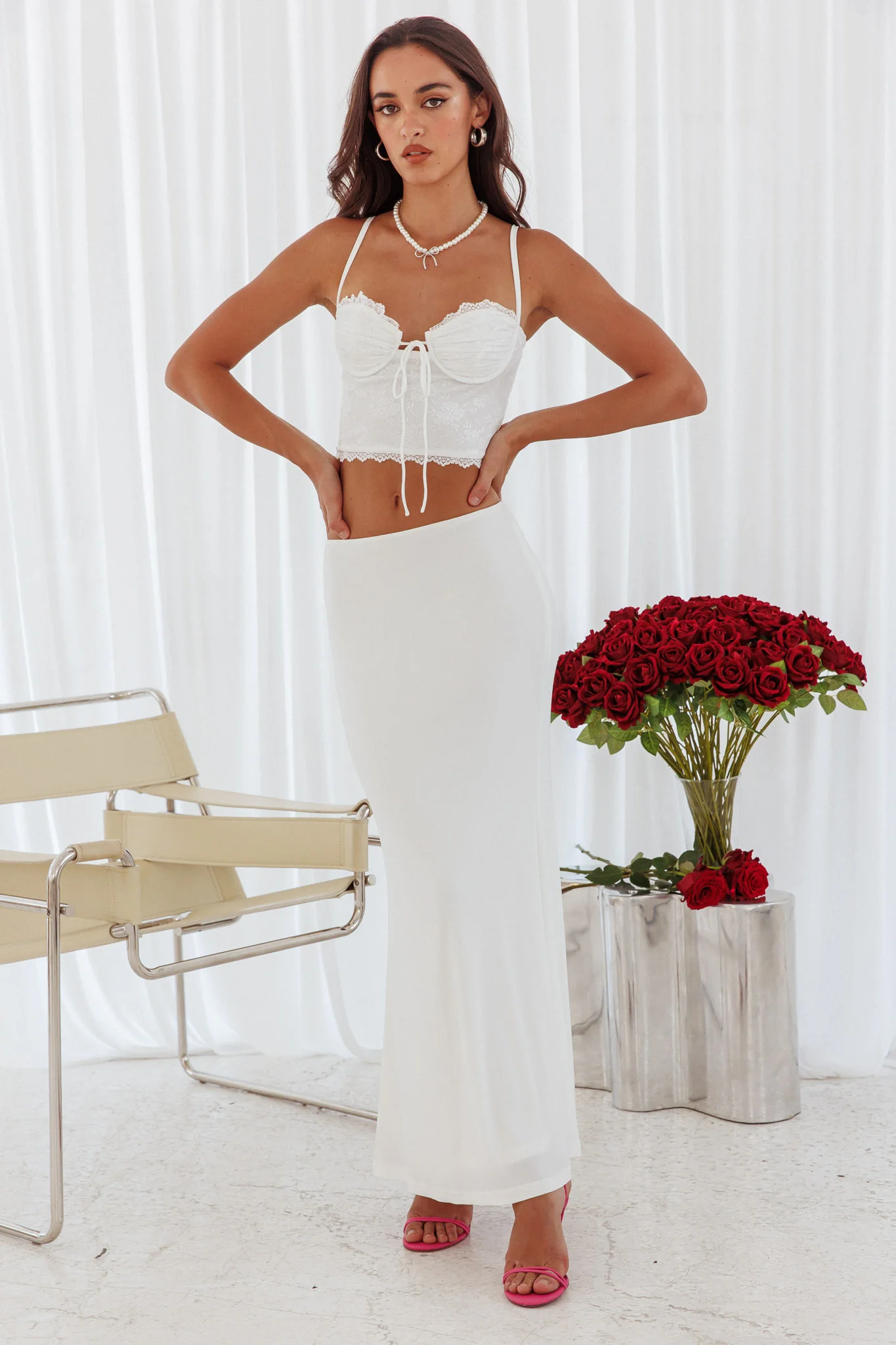 Fortune Stretch Maxi Skirt Off White - Image 2