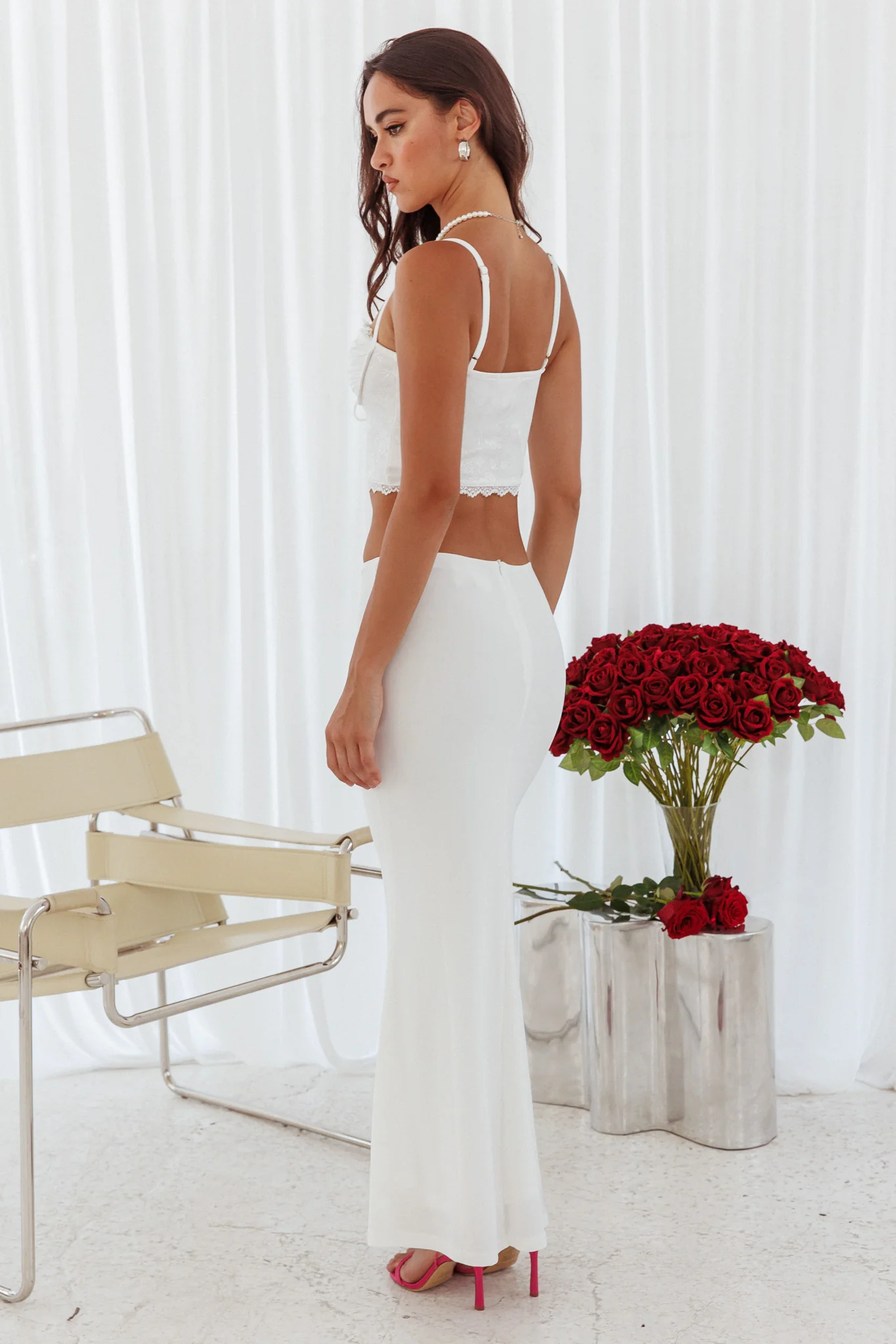 Fortune Stretch Maxi Skirt Off White - Image 3