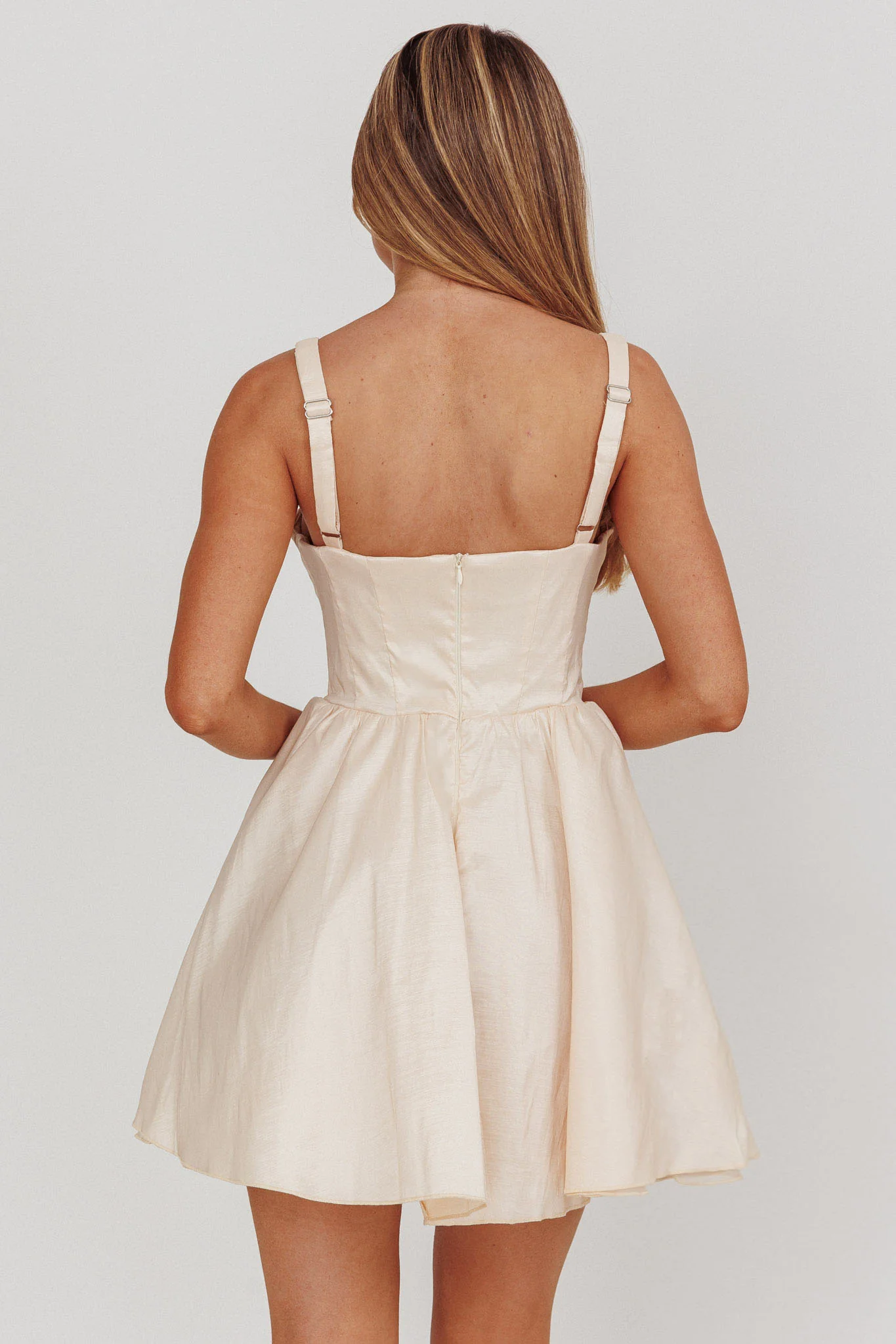 Found You Square Neck Flared Mini Dress Cream - Image 2