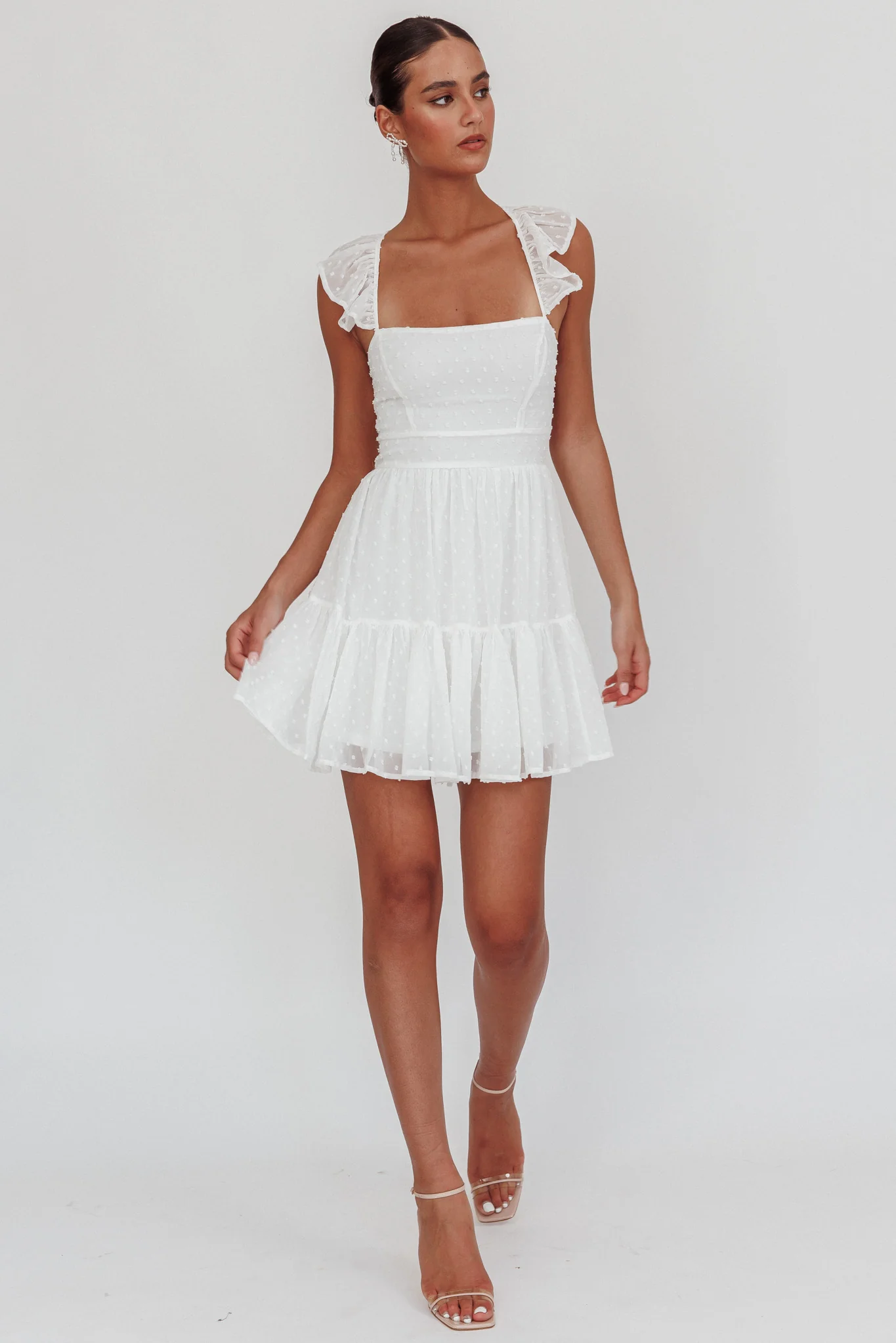 Franki Strappy Back Mini Dress Hail Spot White - Image 4