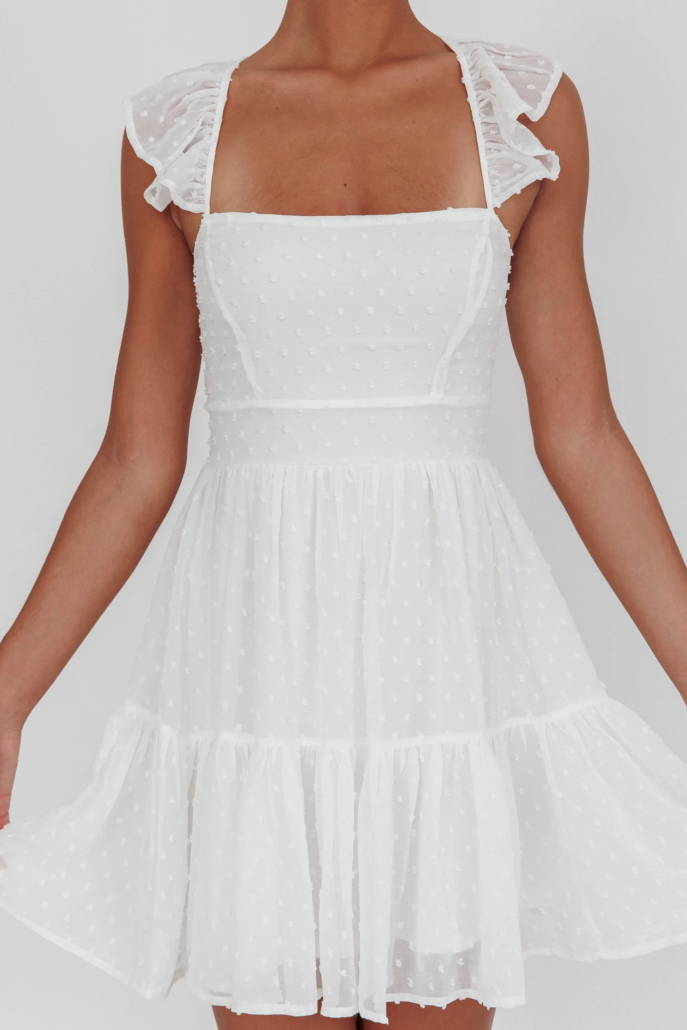 Franki Strappy Back Mini Dress Hail Spot White - Image 5