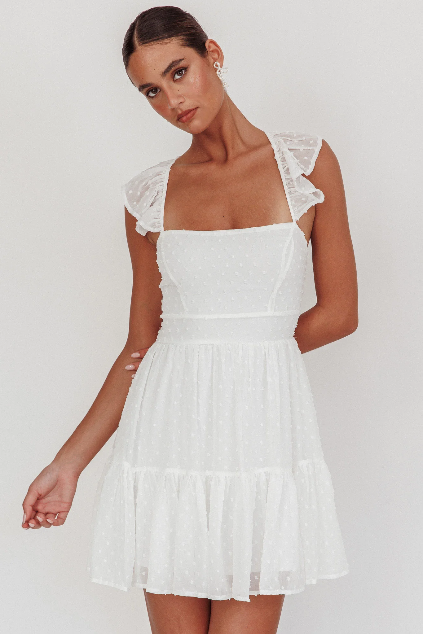 Franki Strappy Back Mini Dress Hail Spot White - Image 6