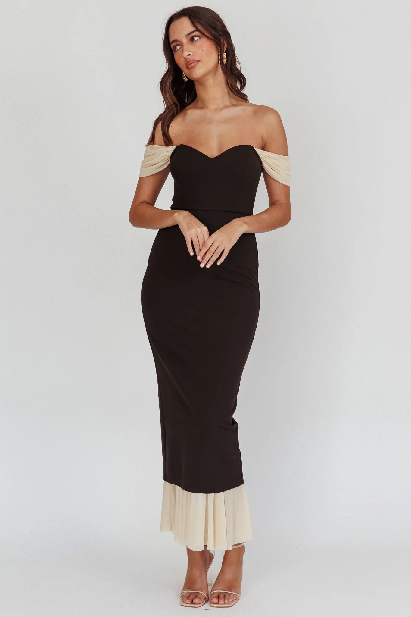 Freesia Off Shoulder Bodycon Maxi Dress Black - Image 5