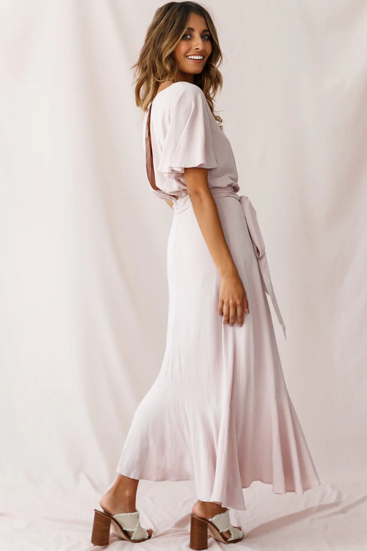 Friday Surplice Neckline Front Split Maxi Dress Mauve - Image 3