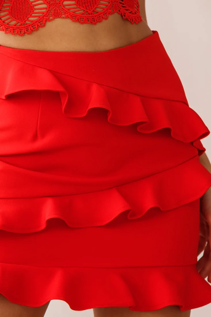Frilled To Meet You Mini Skirt Red - Image 4