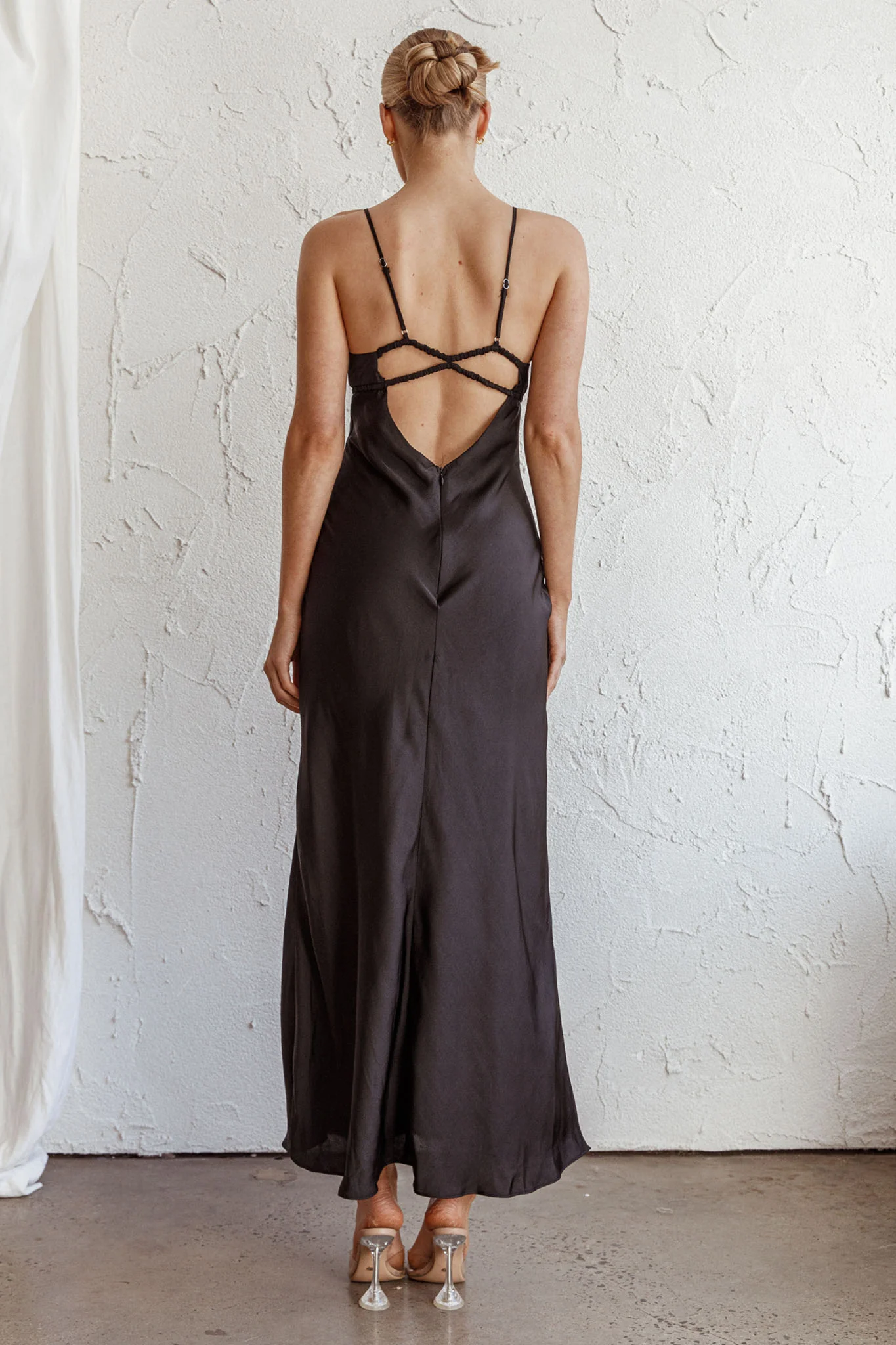 From Above V-Back Midi Dress Black - Image 2
