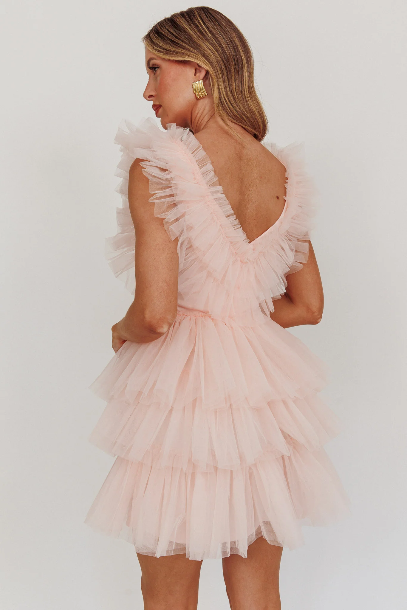 Froufrou Layered Tulle Mini Dress Blush - Image 2