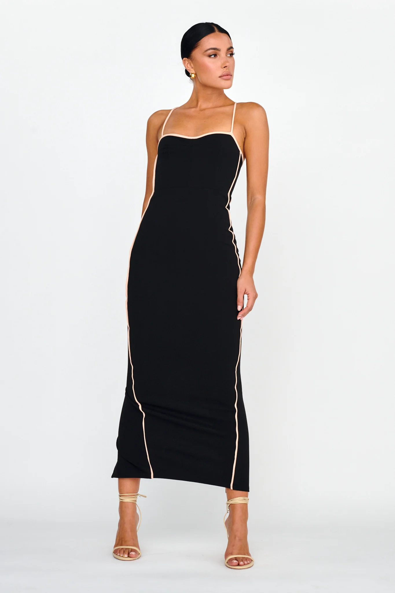 Future Awaits Lace-Up Back Maxi Dress Black - Image 4