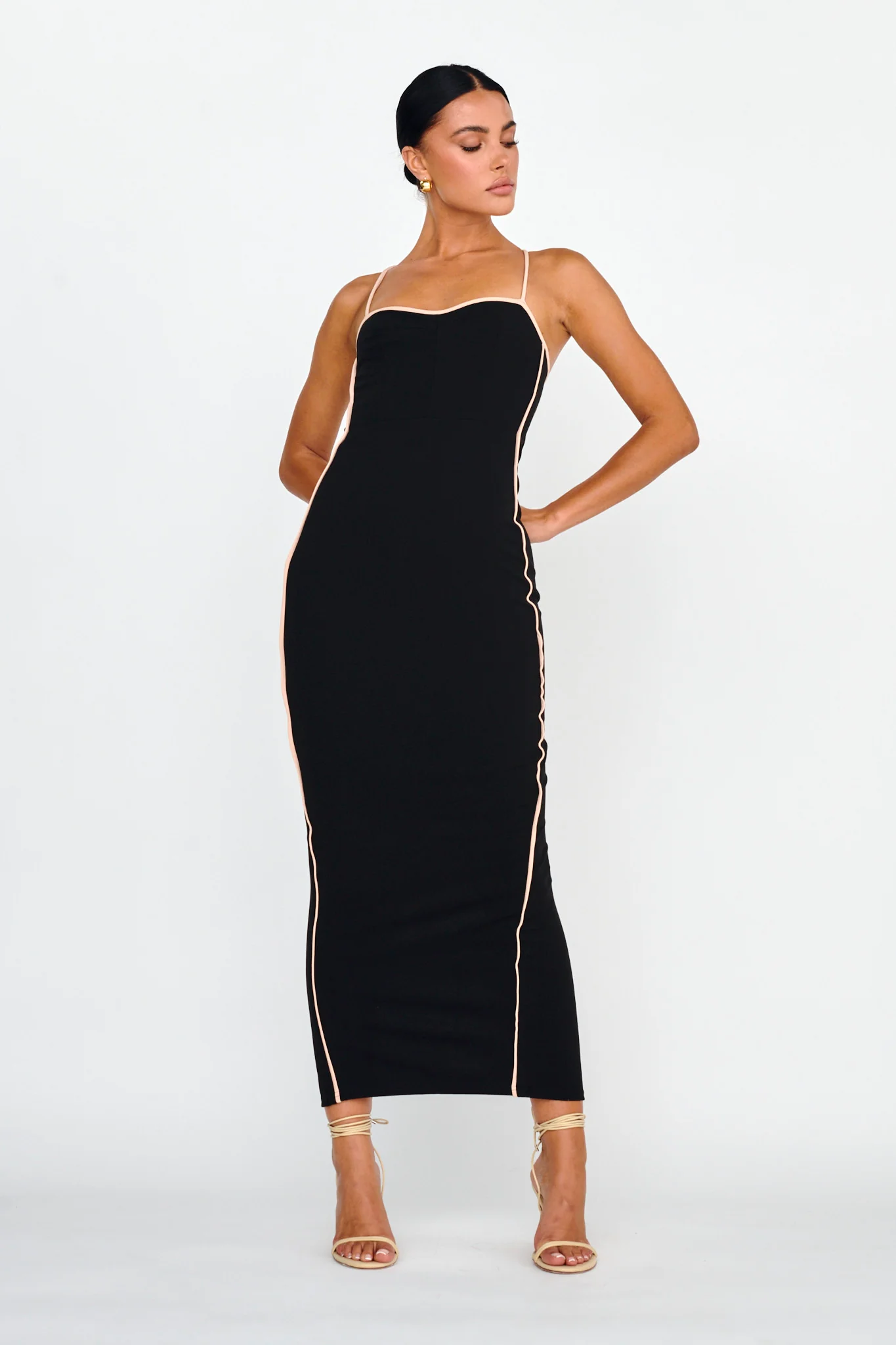 Future Awaits Lace-Up Back Maxi Dress Black - Image 5