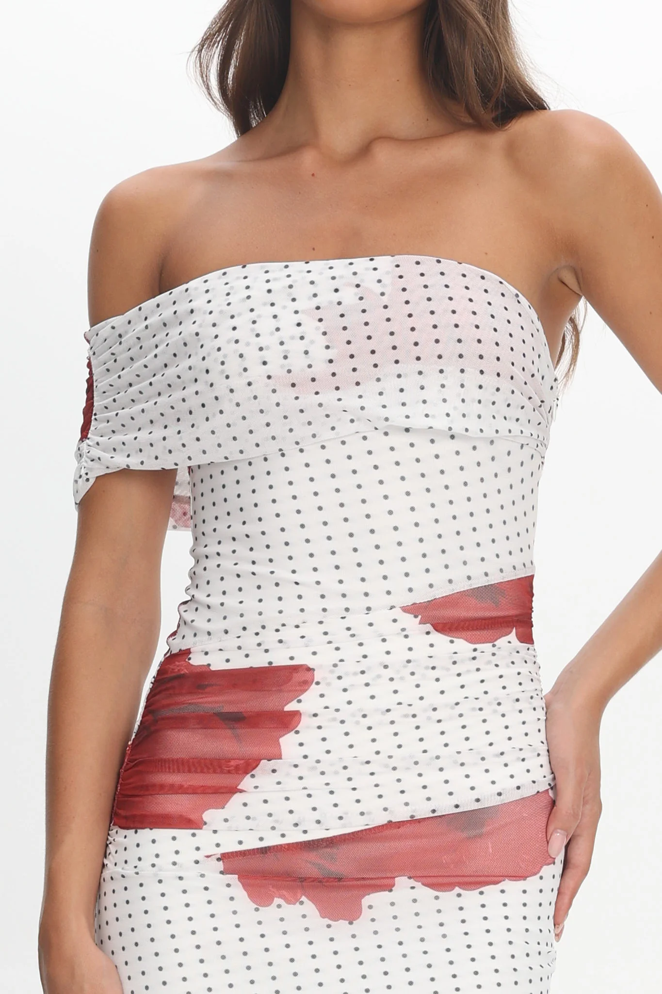 Gala One-Shoulder Maxi Dress Rose White - Image 3