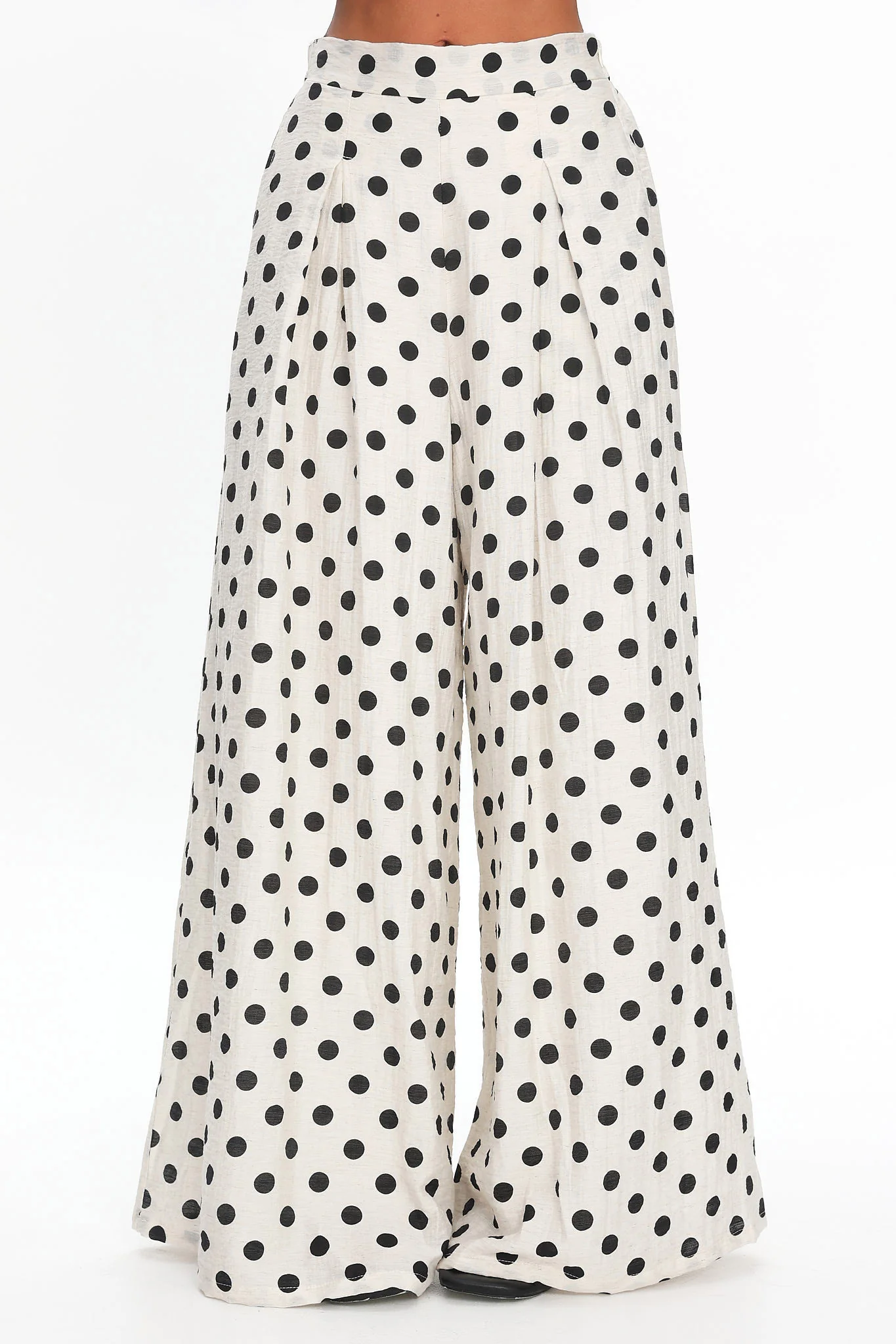 Galentines Wide Leg Pants Polka Dot Ivory - Image 3