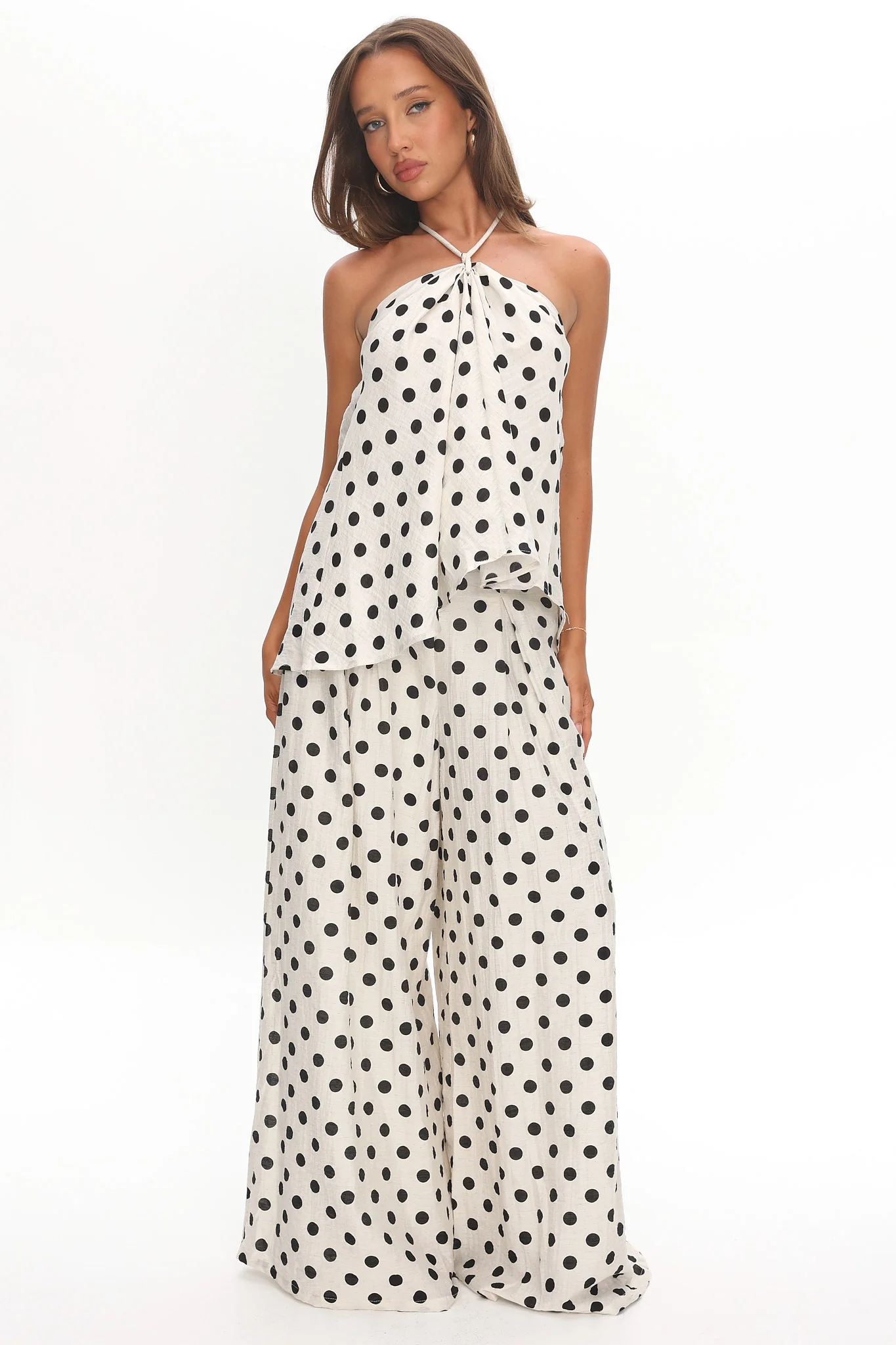 Galentines Wide Leg Pants Polka Dot Ivory - Image 4