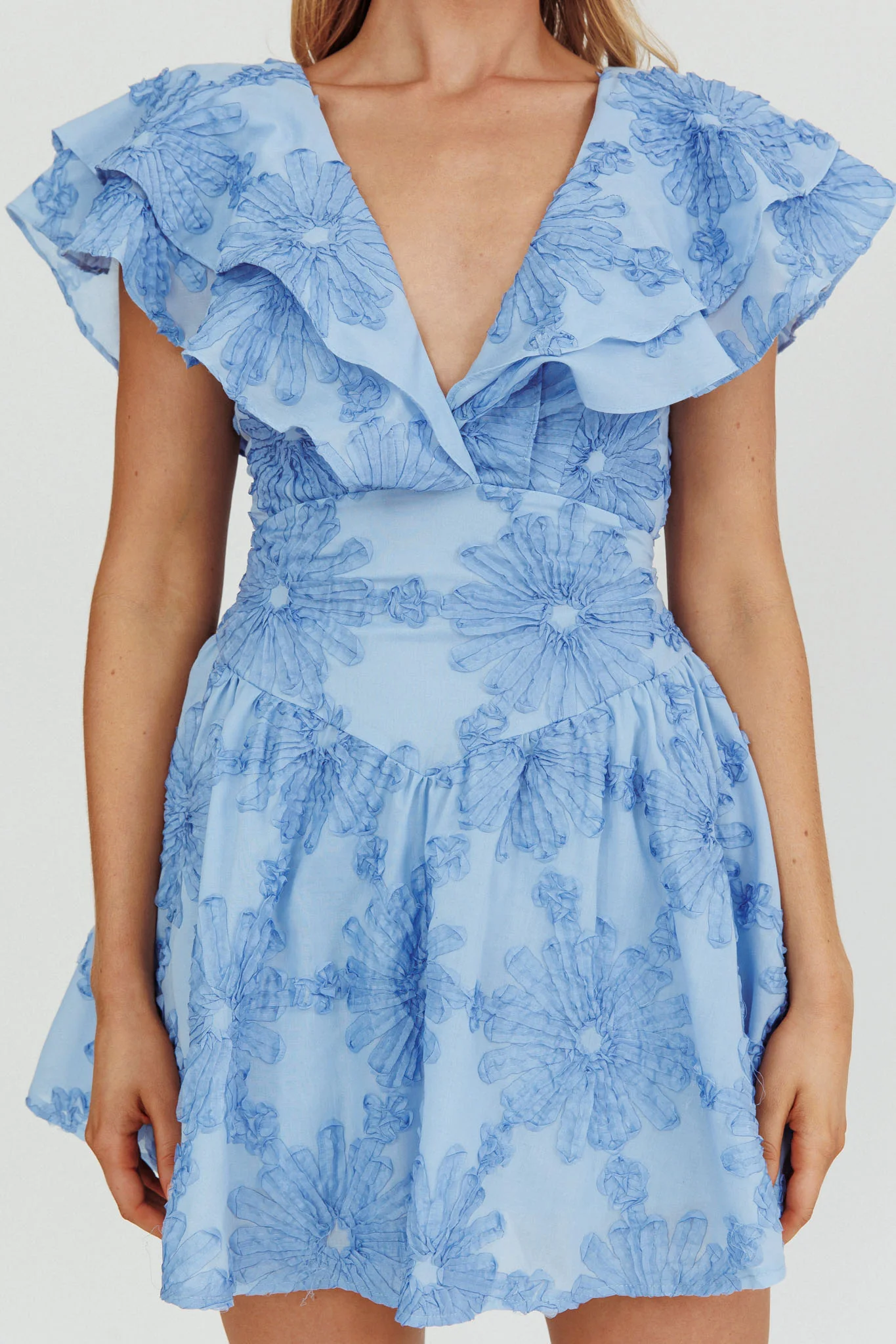 Garden Of Eden Ruffle Mini Dress Blue - Image 4