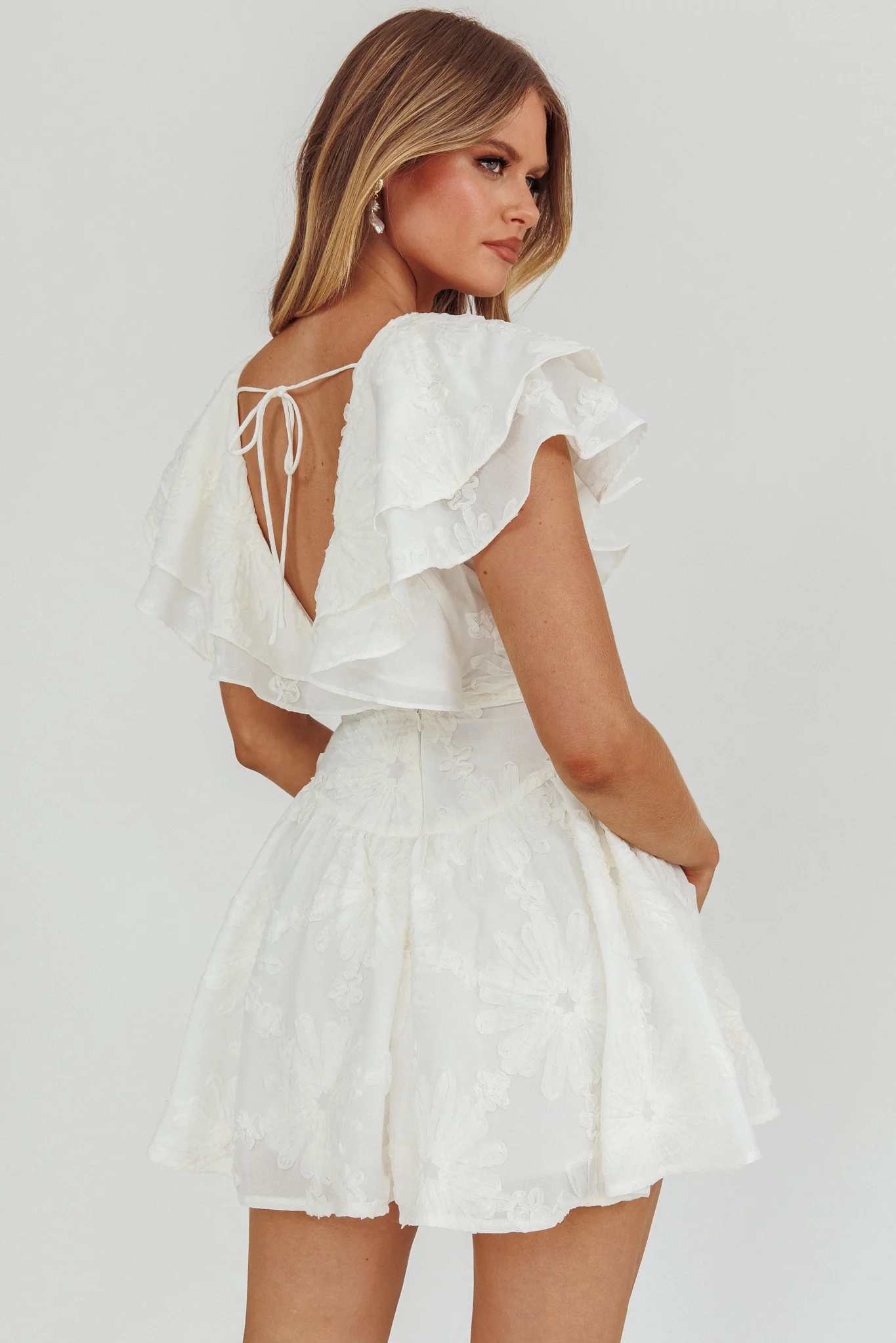 Garden Of Eden Ruffle Mini Dress White - Image 2