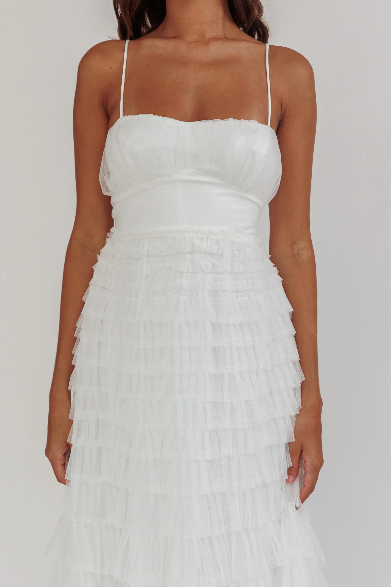 Garden Party Tiered Frill Midi Dress White - Image 5