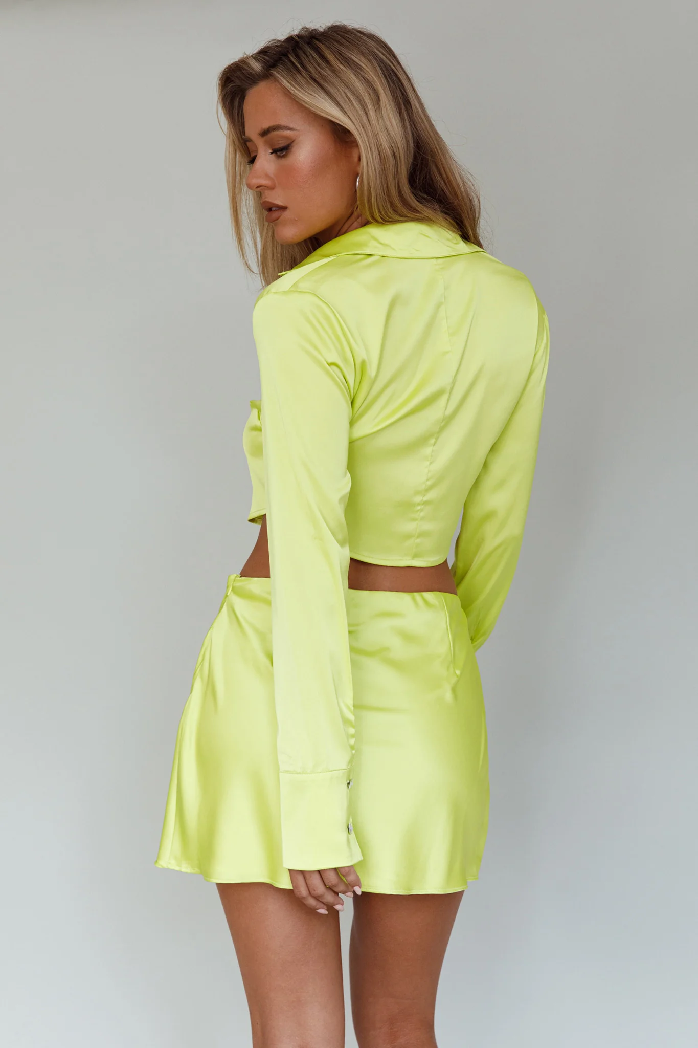 Geena Crystal Button Top Lime - Image 2