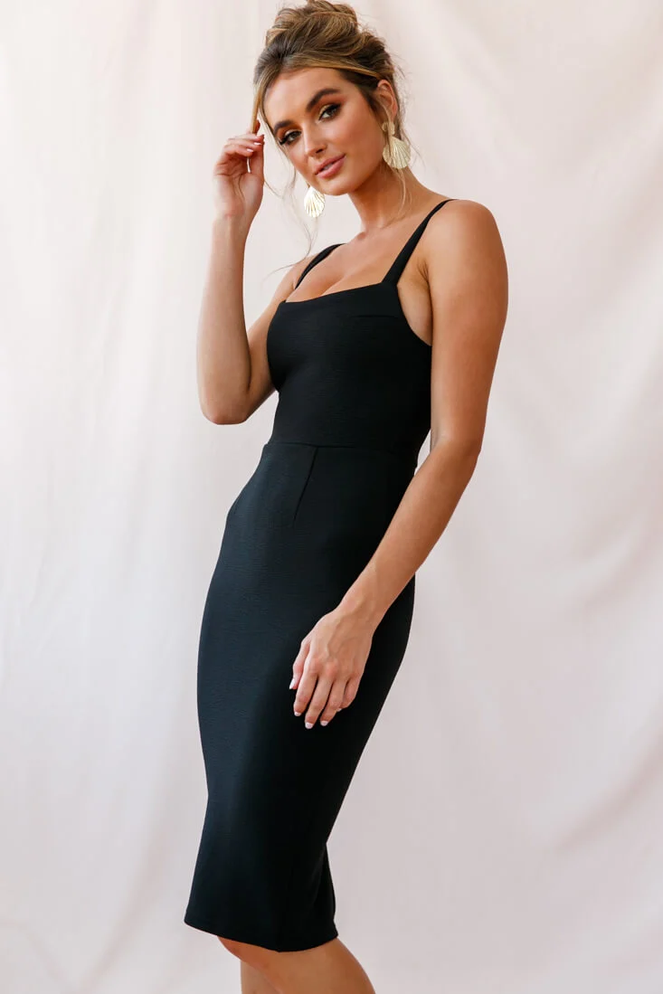 Georgia Square Neckline Midi Dress Black - Image 11