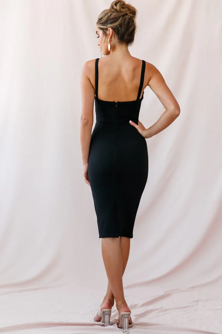 Georgia Square Neckline Midi Dress Black - Image 12