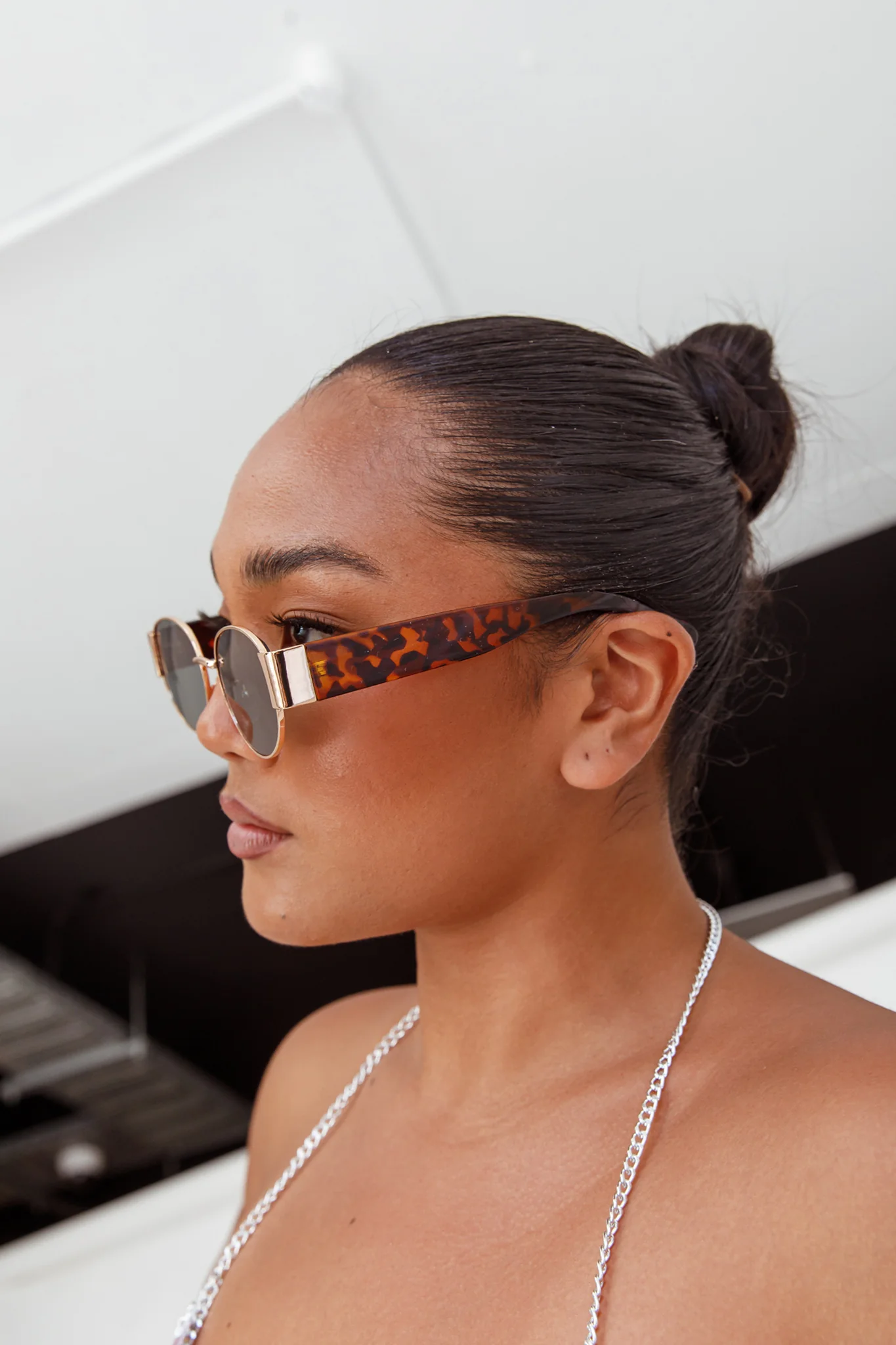 Germa Oval Metal Sunglasses Tort - Image 5