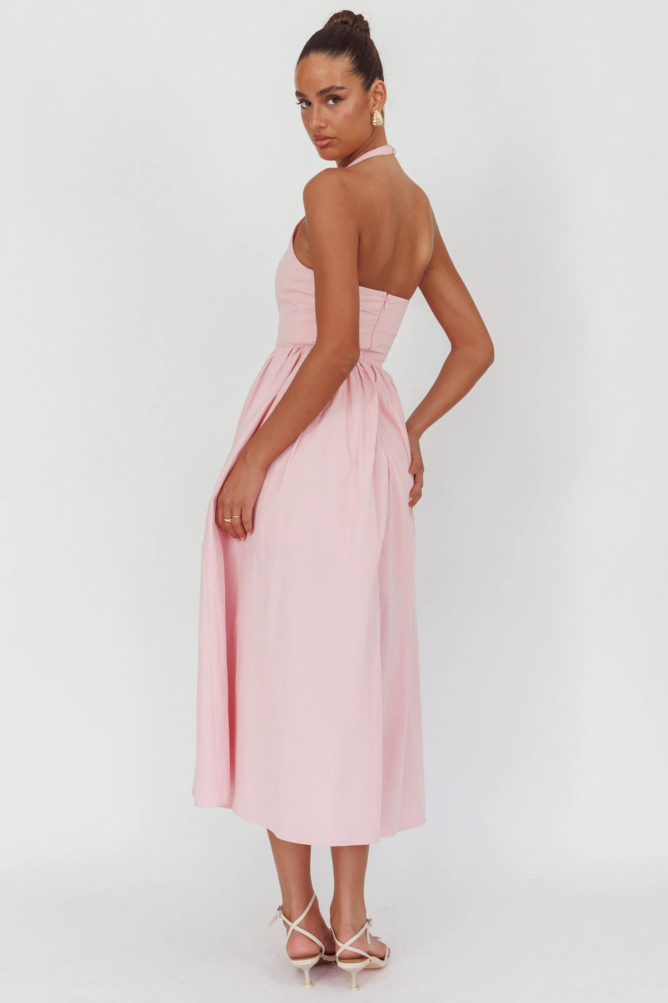 Get My Attention Halterneck Maxi Dress Pink - Image 3