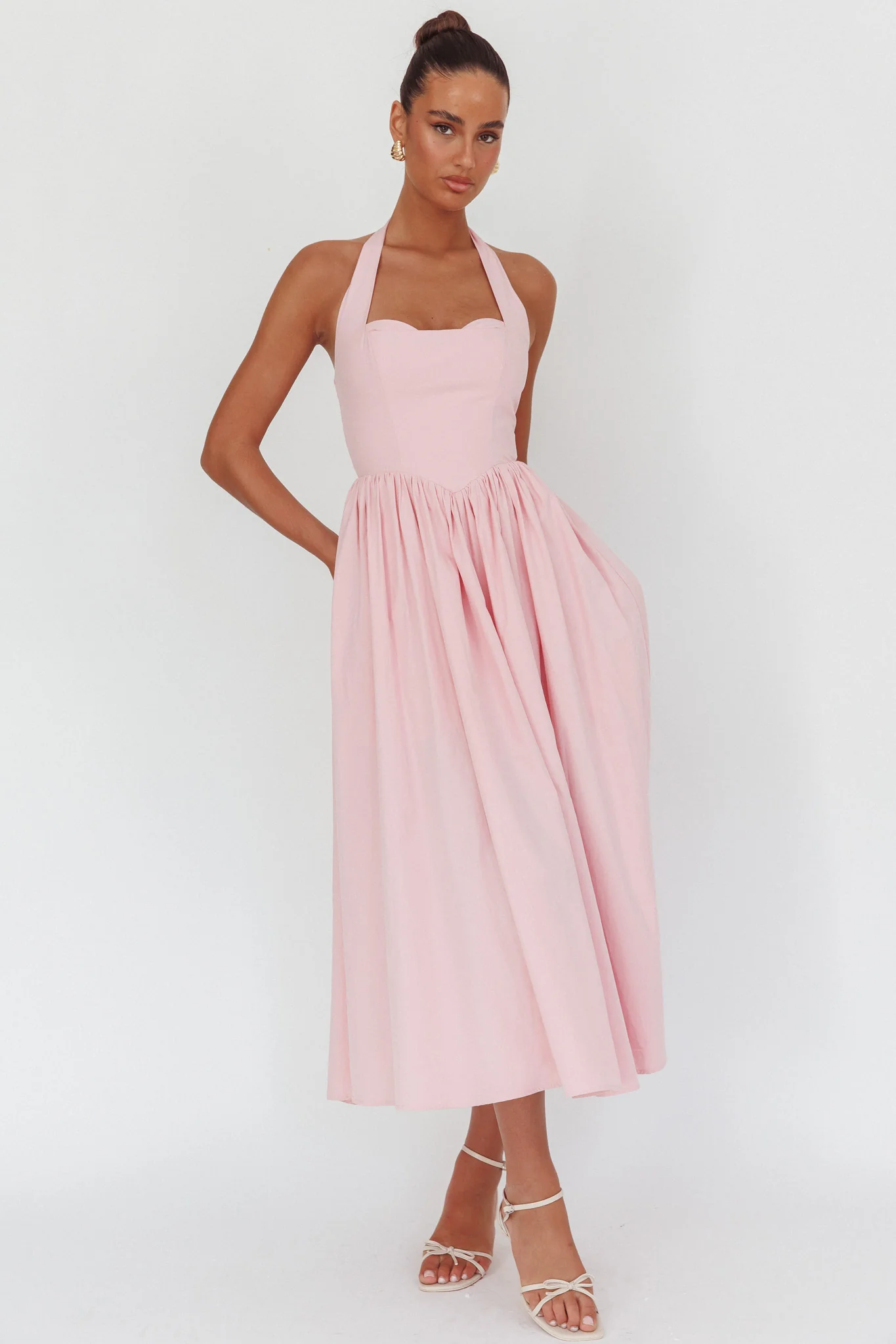 Get My Attention Halterneck Maxi Dress Pink - Image 5