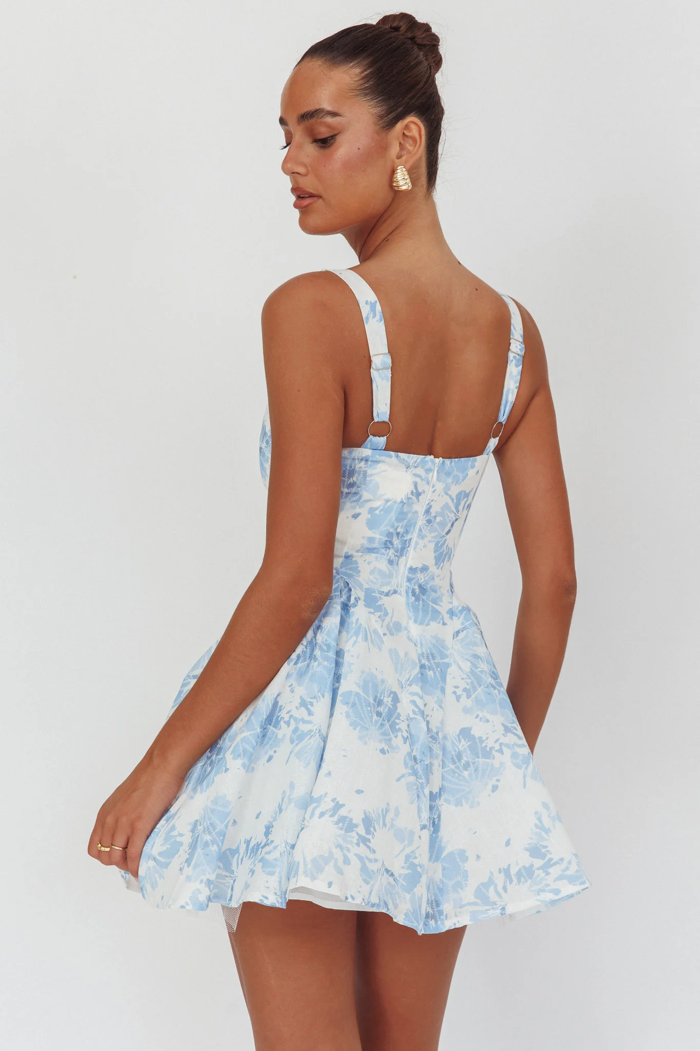 Get My Attention Off-Shoulder Mini Dress Floral Blue - Image 2