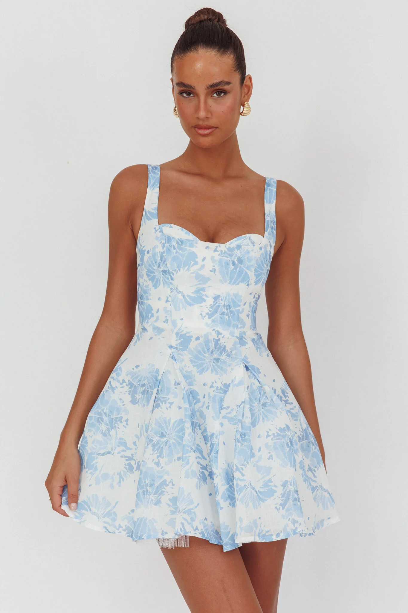 Get My Attention Off-Shoulder Mini Dress Floral Blue - Image 5