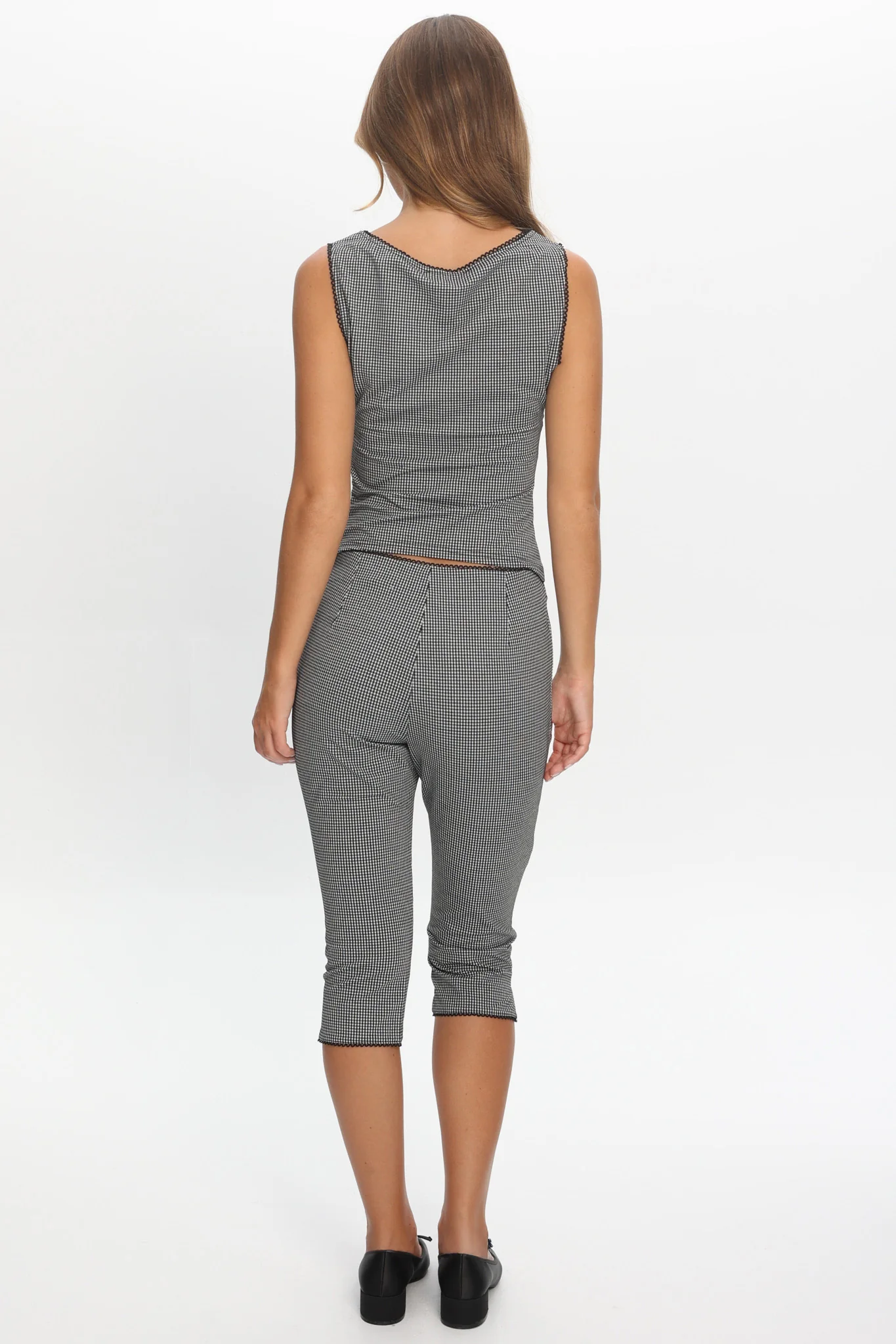 Girl's Trip Capri Pants Checker Black - Image 3