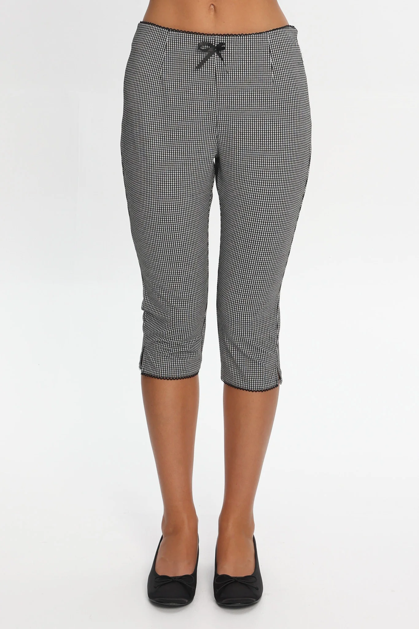 Girl's Trip Capri Pants Checker Black - Image 4